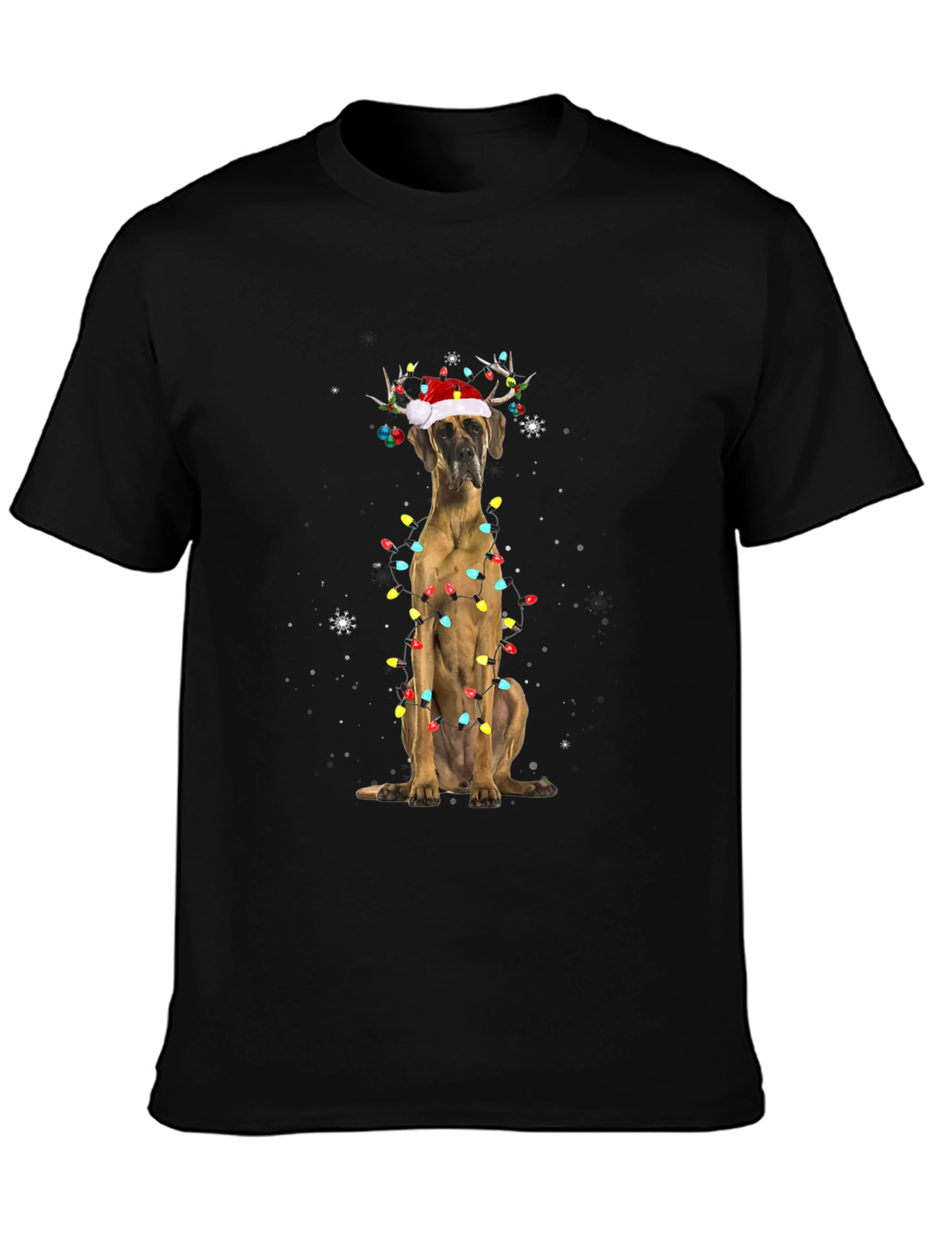 Holiday Dog T-Shirt - Great Dane Christmas Lights
