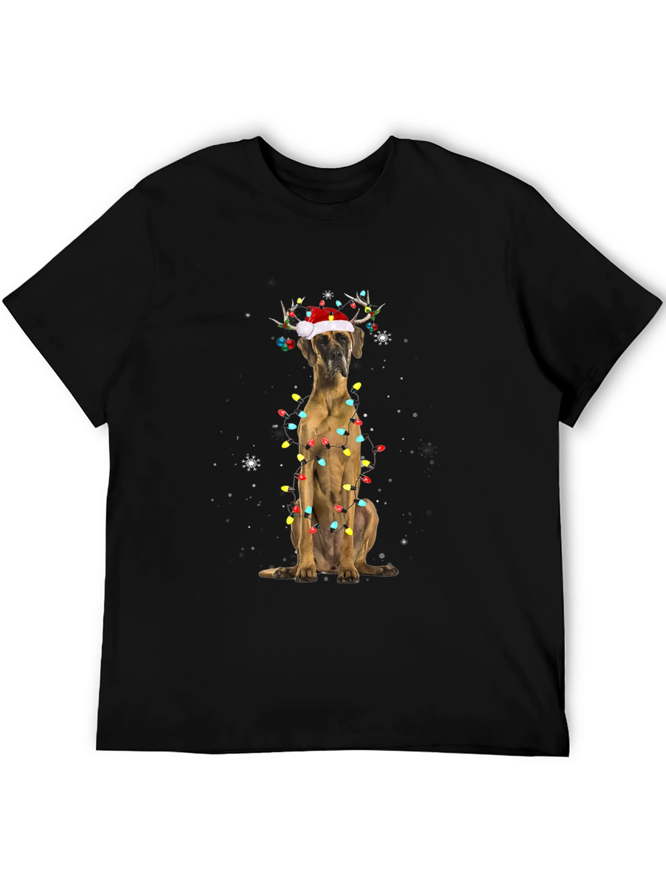 Holiday Dog T-Shirt - Great Dane Christmas Lights