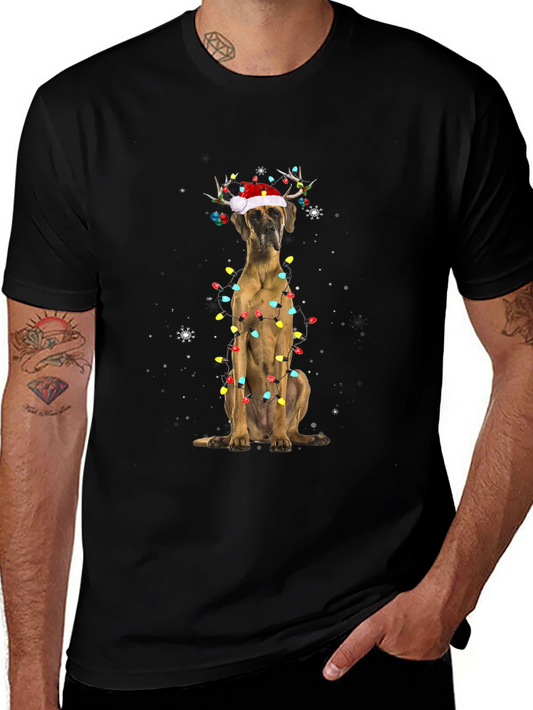 Holiday Dog T-Shirt - Great Dane Christmas Lights