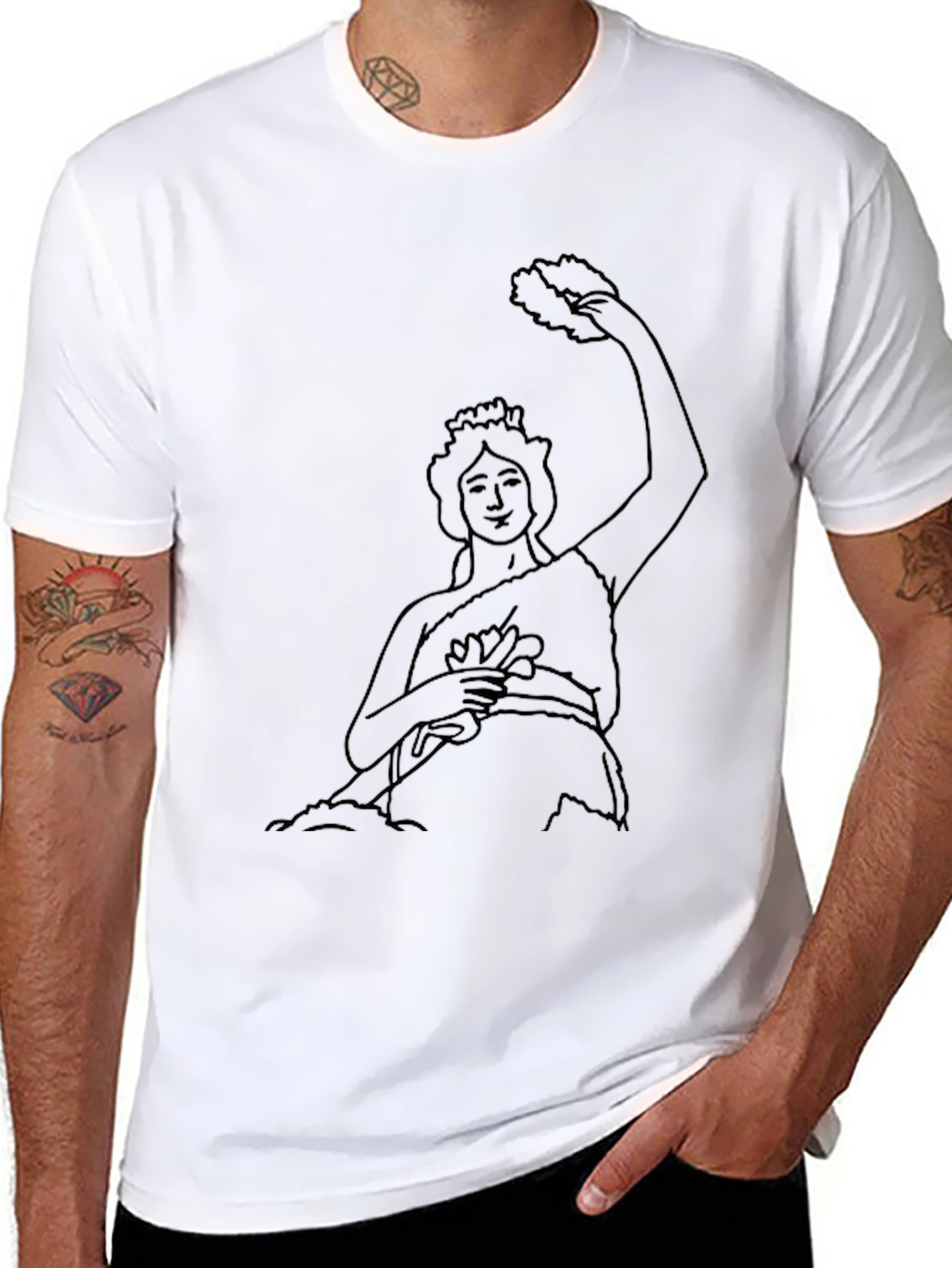 Black T-Shirt with Goddess Graphic