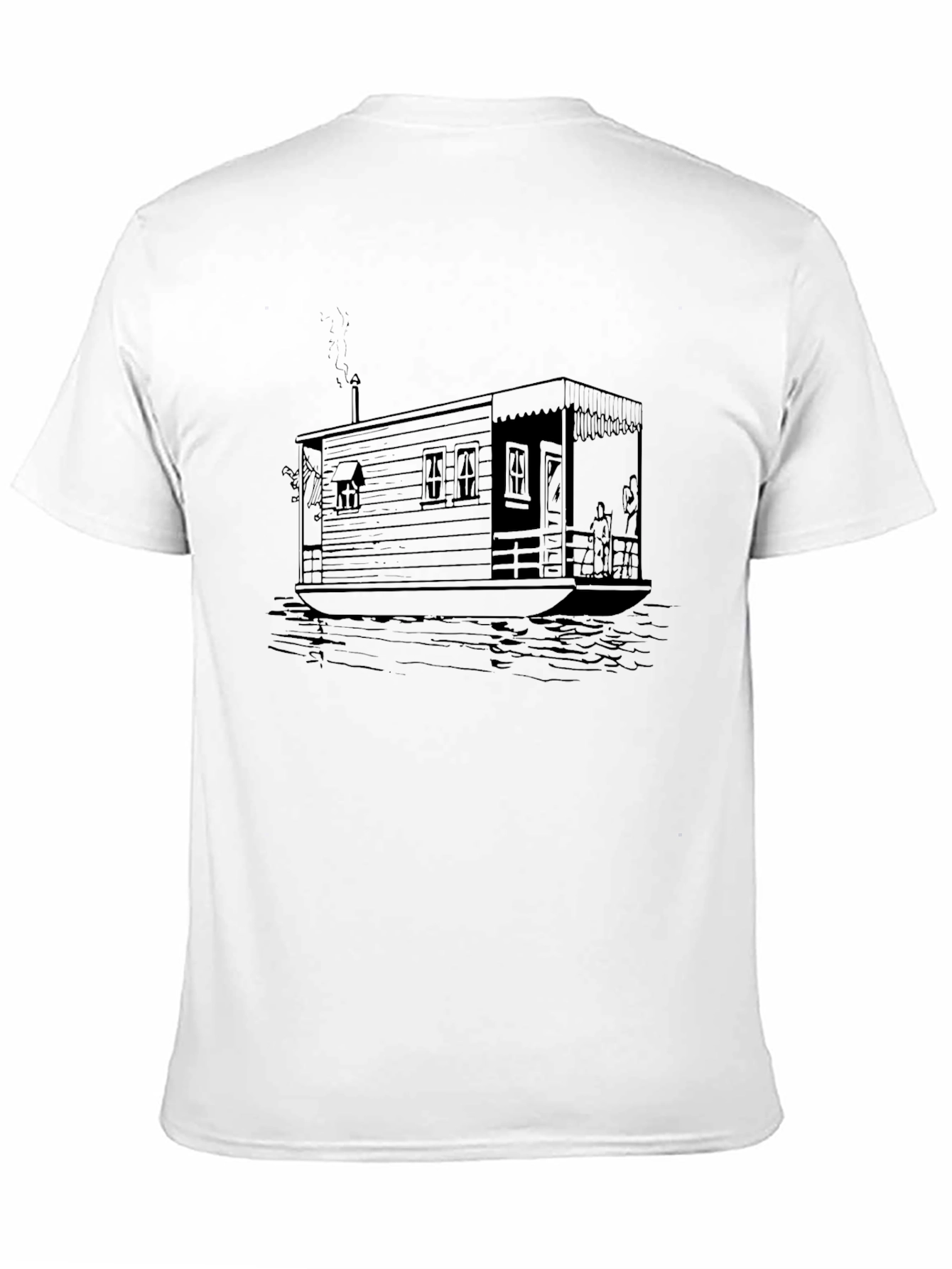 Houseboat Graphic Tee - Black Cotton Casual Shirt