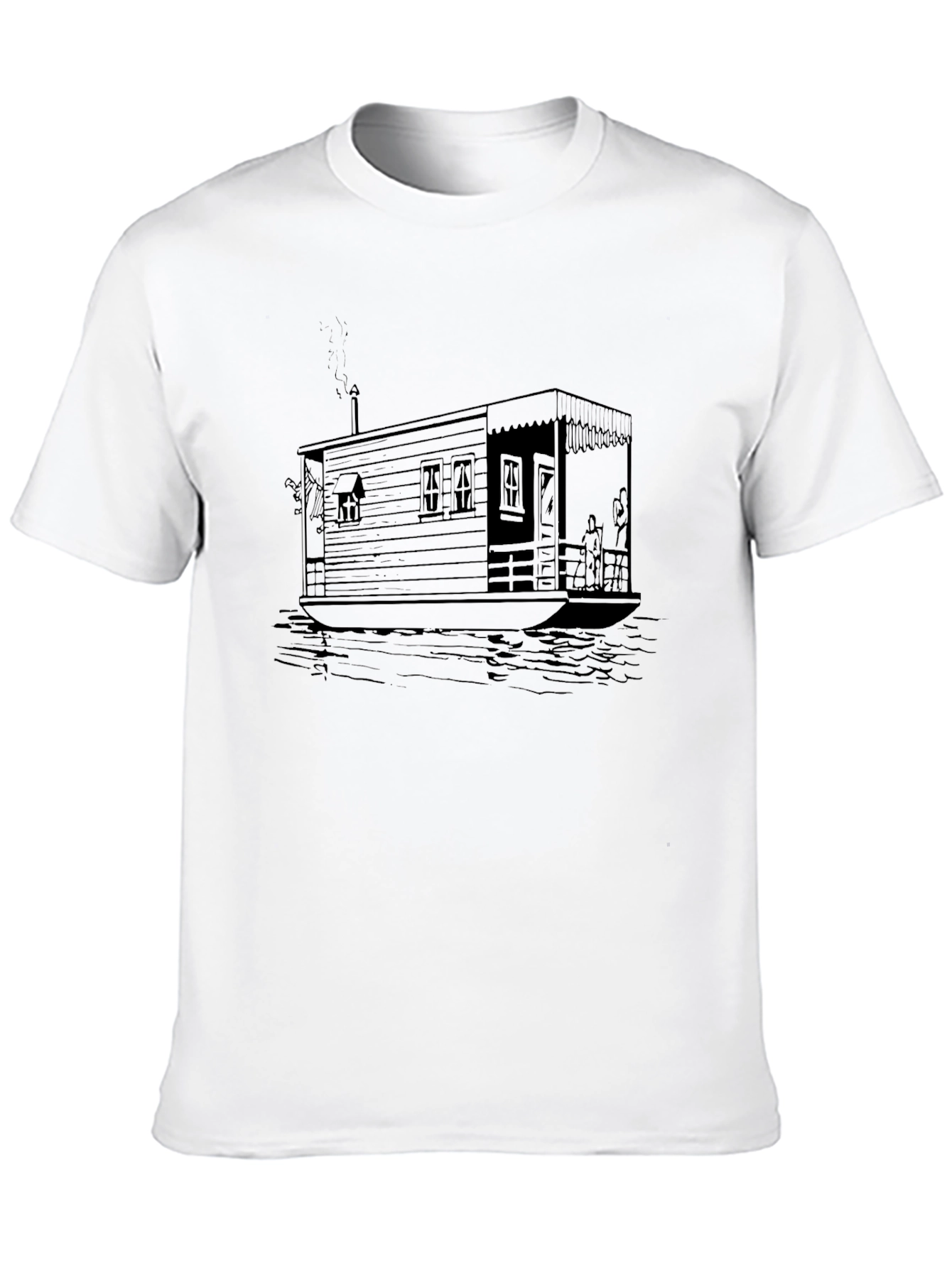 Houseboat Graphic Tee - Black Cotton Casual Shirt