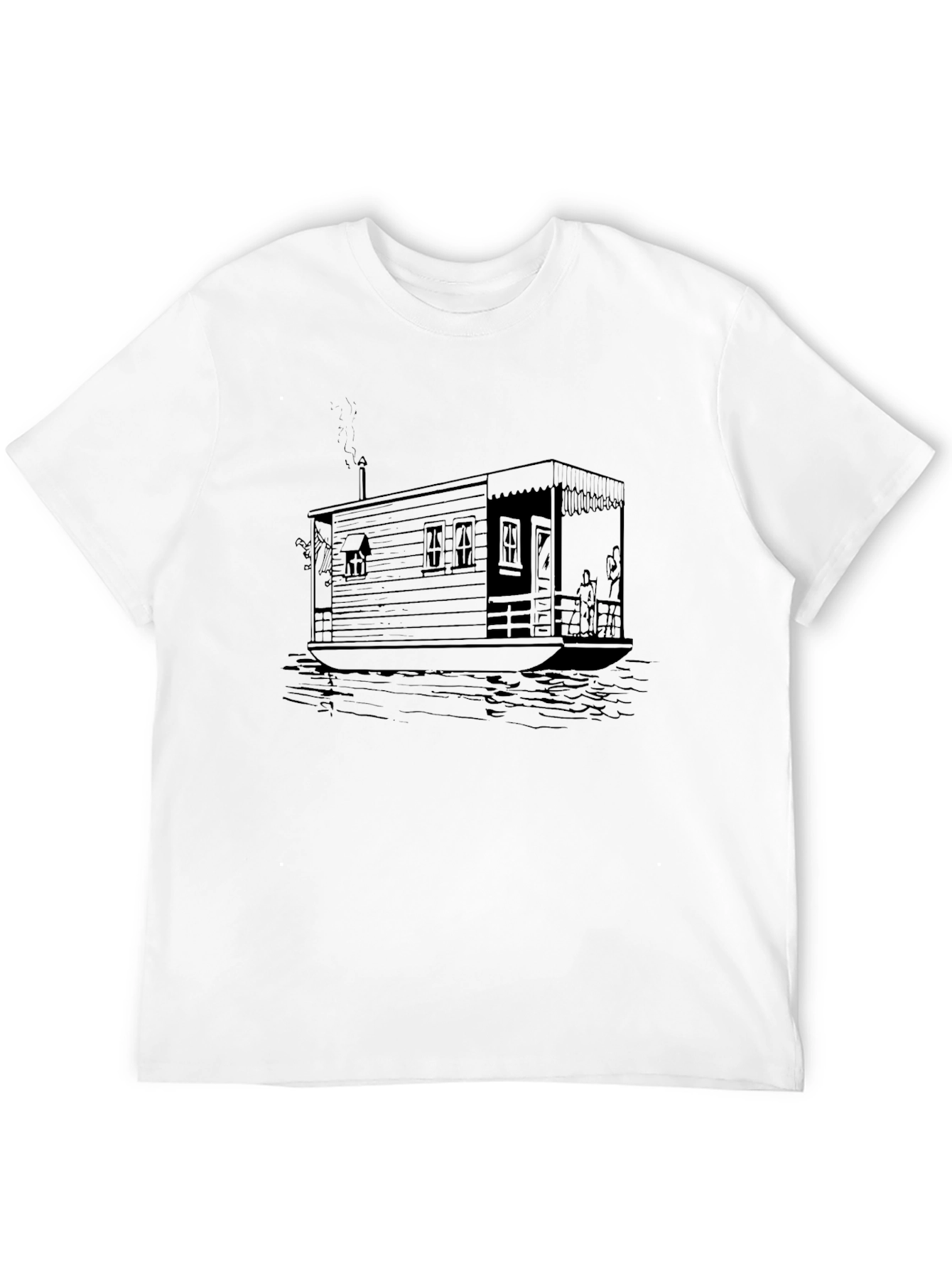 Houseboat Graphic Tee - Black Cotton Casual Shirt