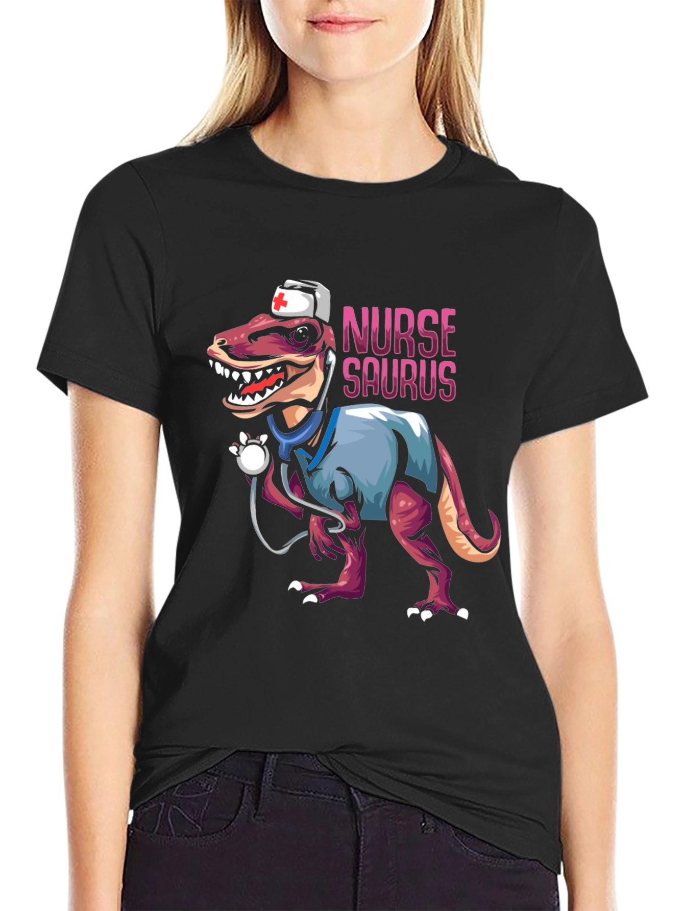 Nurse Saurus T-Shirt - Funny Dinosaur Graphic Tee