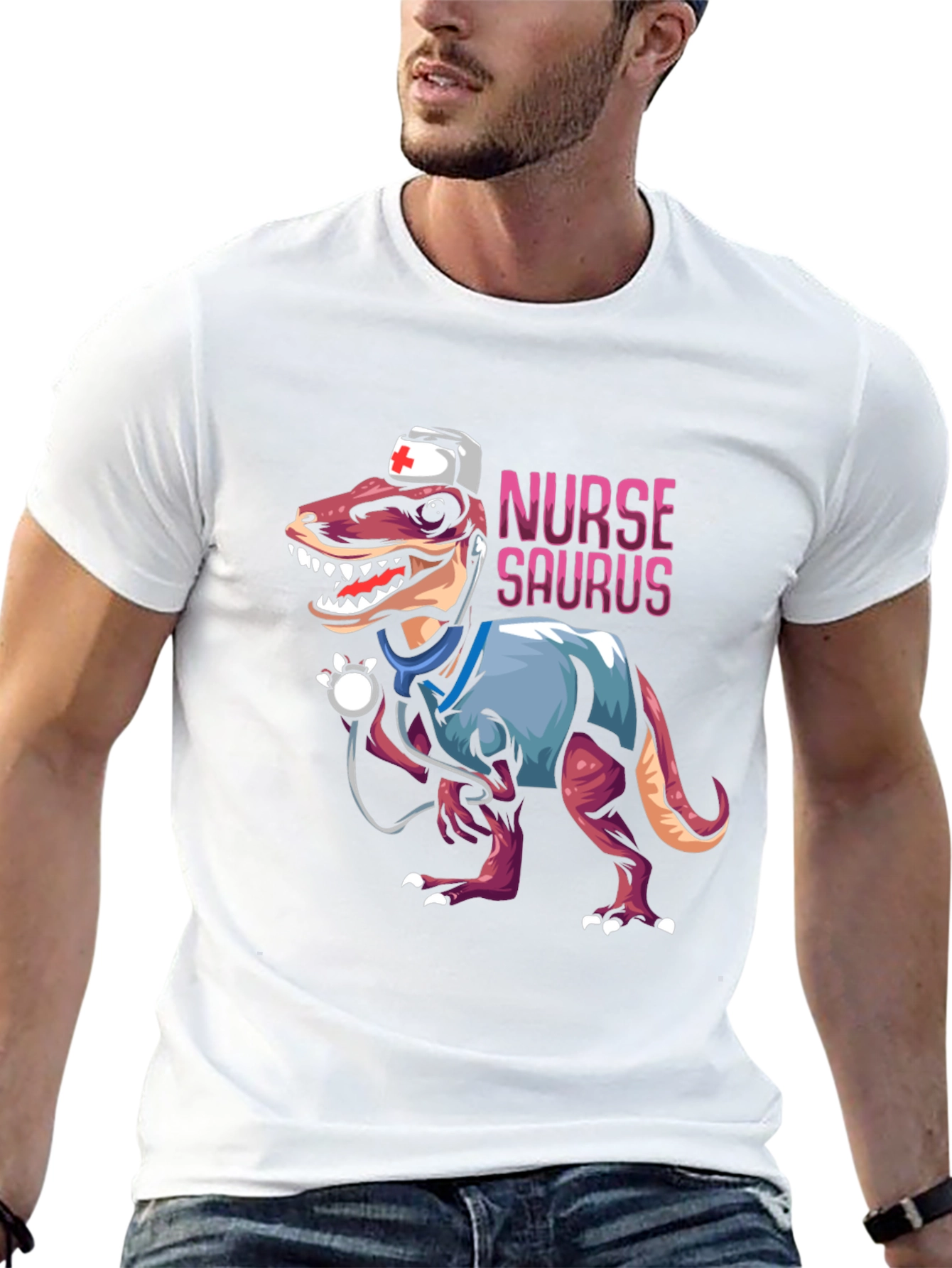 Nurse Saurus T-Shirt - Funny Dinosaur Graphic Tee