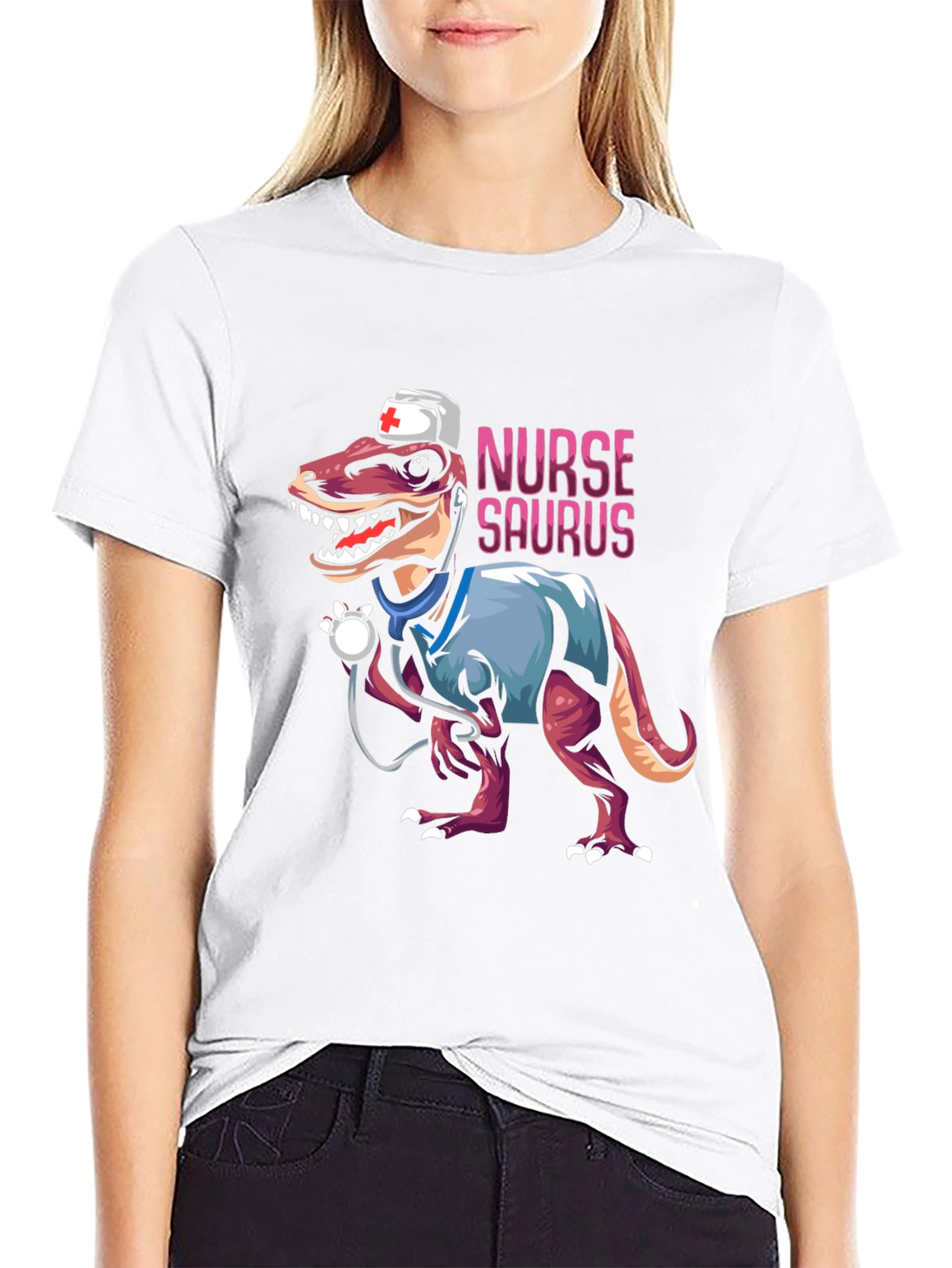 Nurse Saurus T-Shirt - Funny Dinosaur Graphic Tee