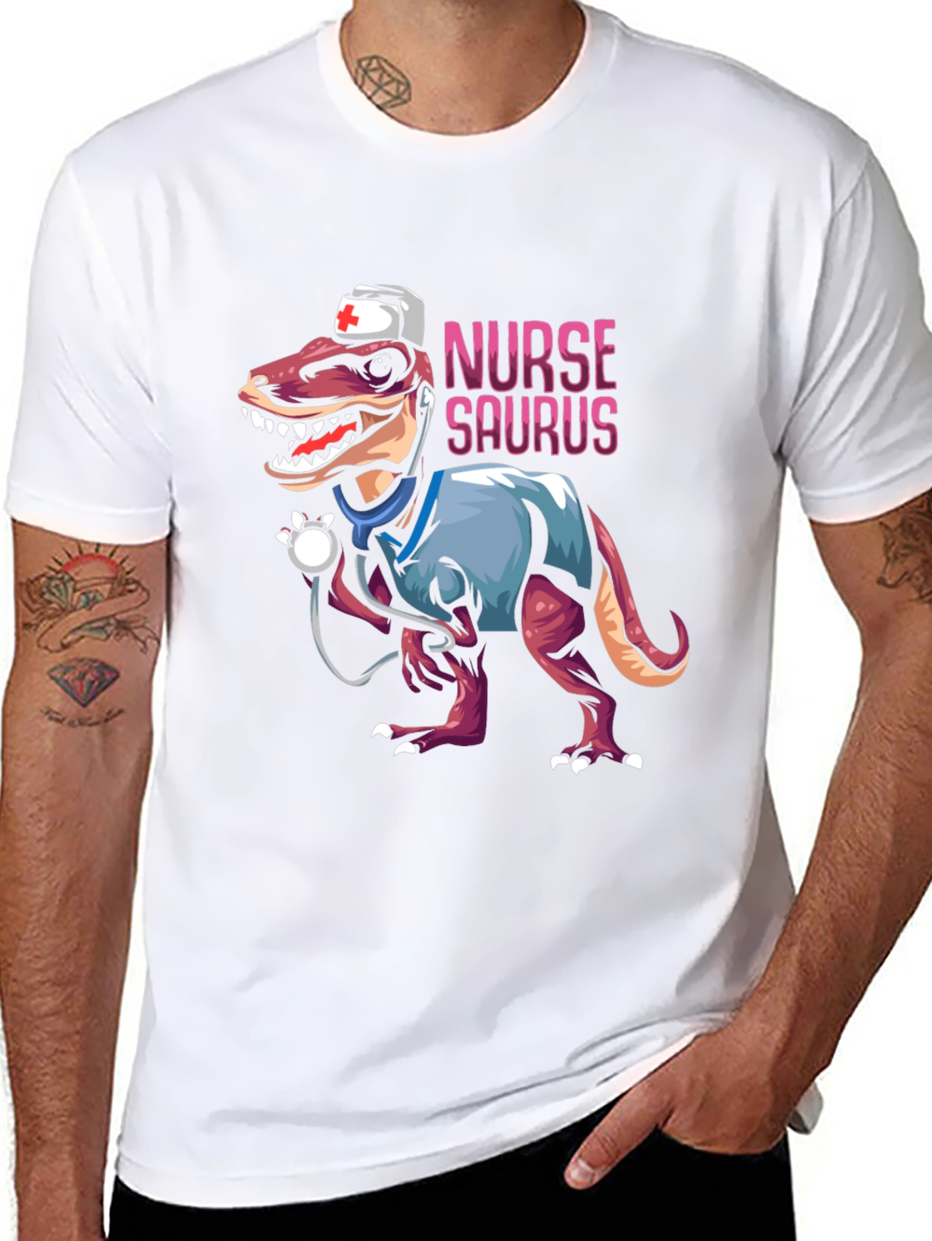 Nurse Saurus T-Shirt - Funny Dinosaur Graphic Tee
