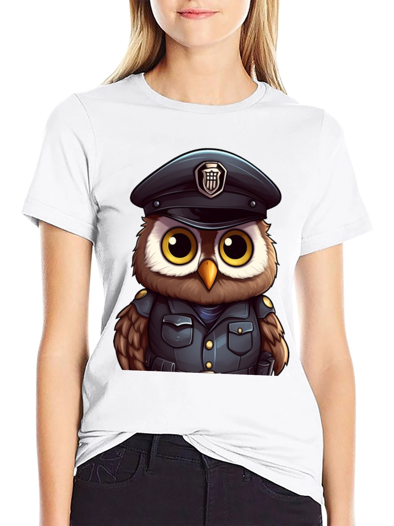 Police Owl T-Shirt - Unique Cartoon Design