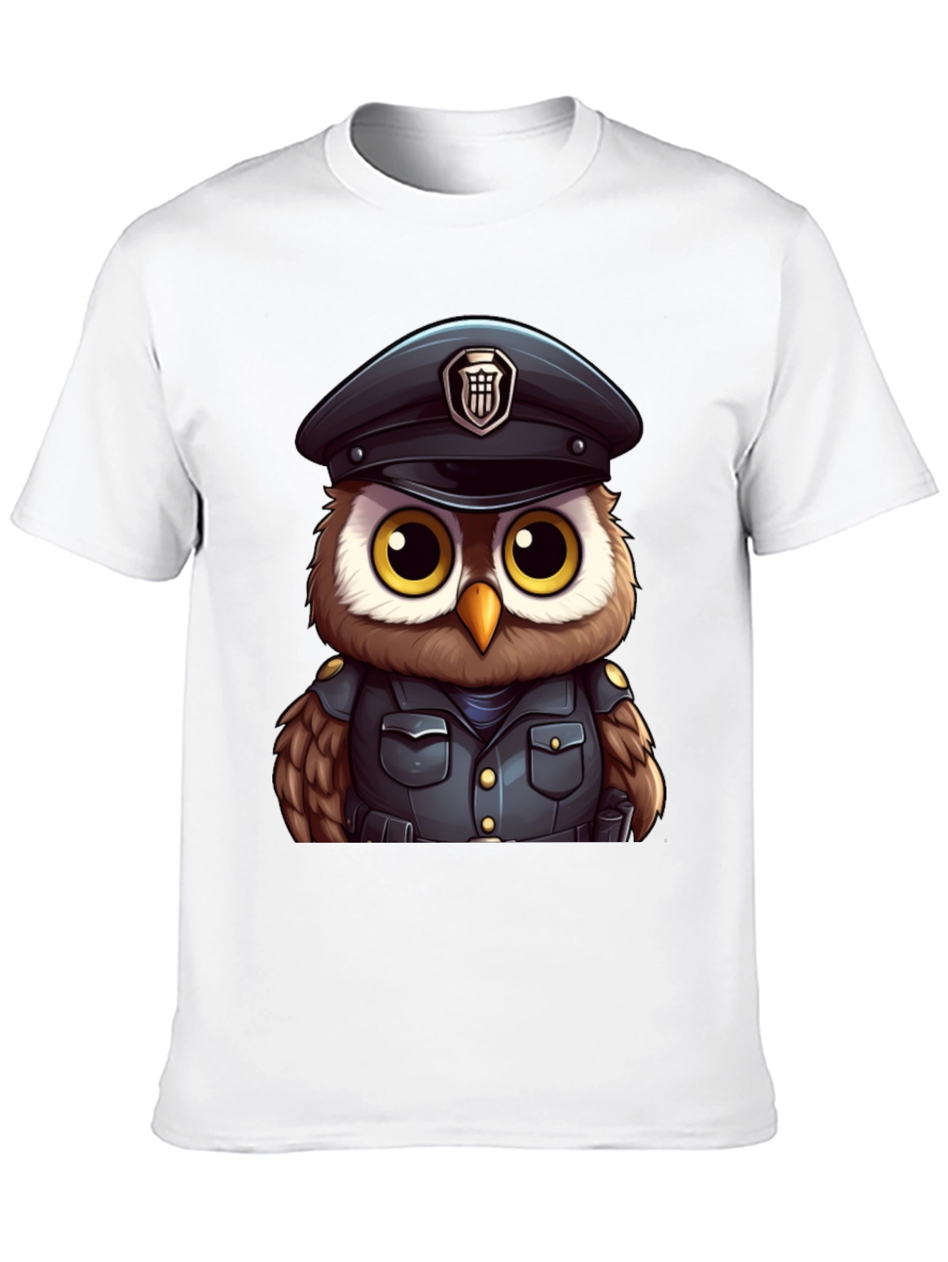 Police Owl T-Shirt - Unique Cartoon Design