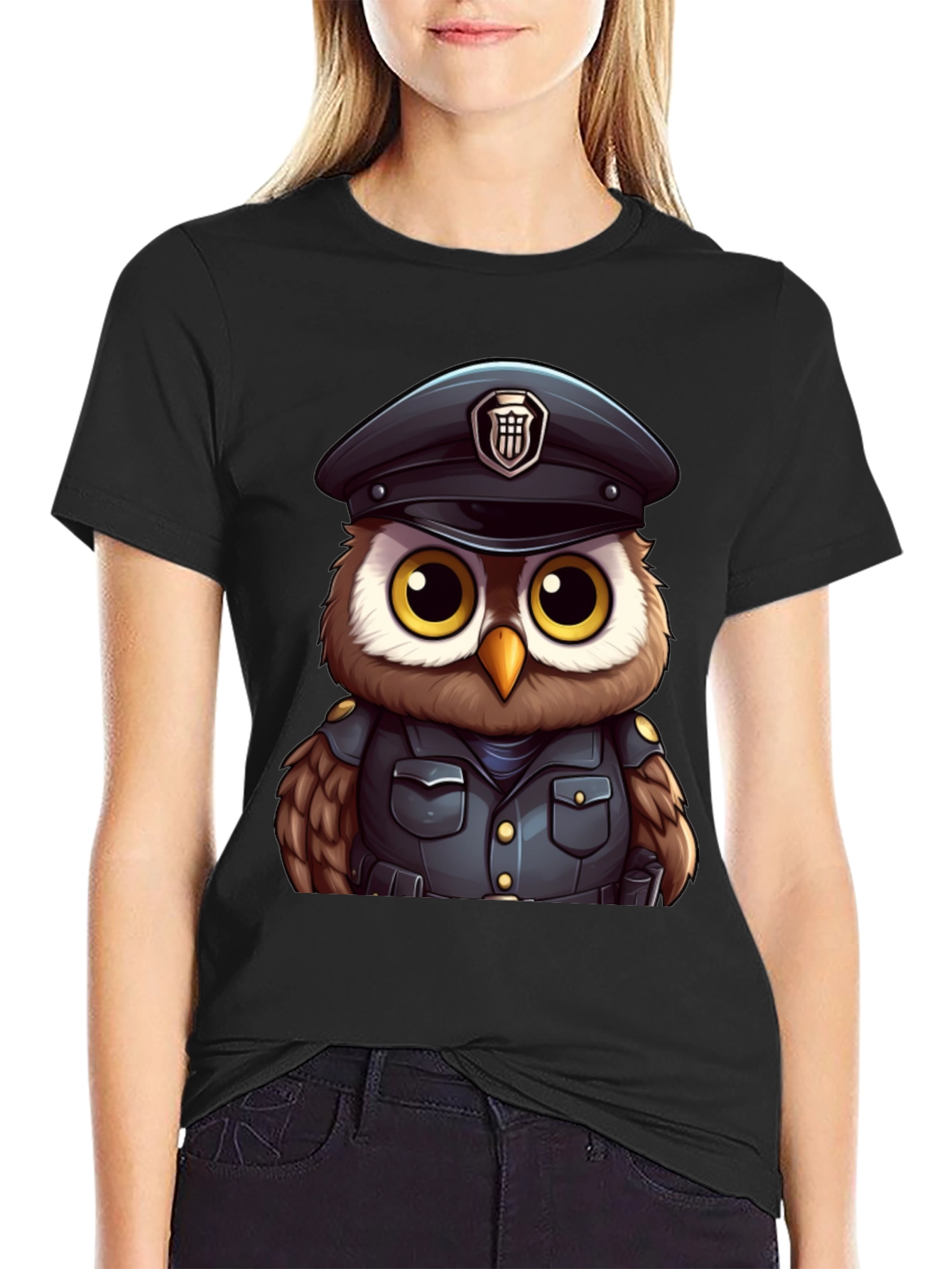 Police Owl T-Shirt - Unique Cartoon Design