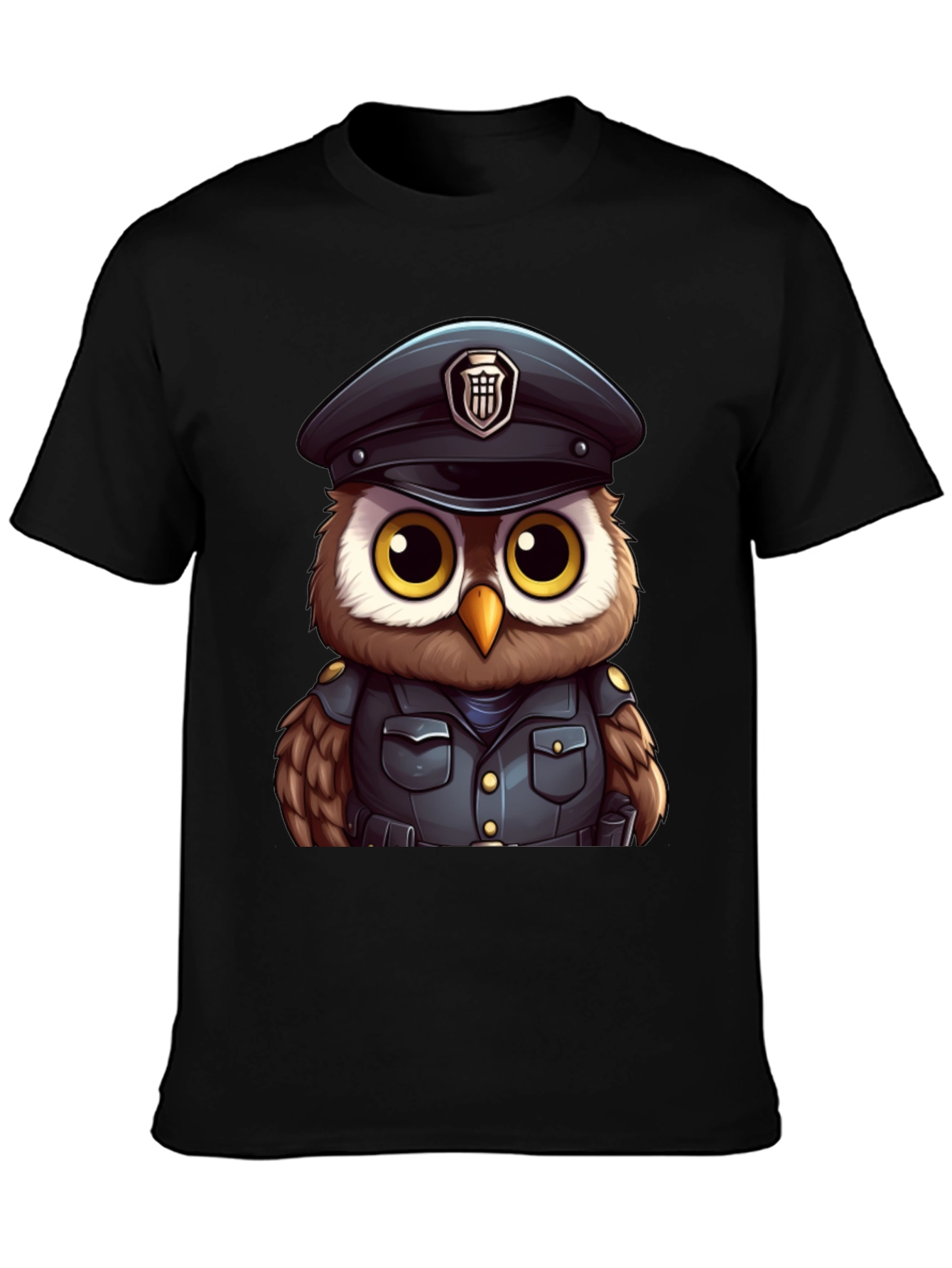 Police Owl T-Shirt - Unique Cartoon Design