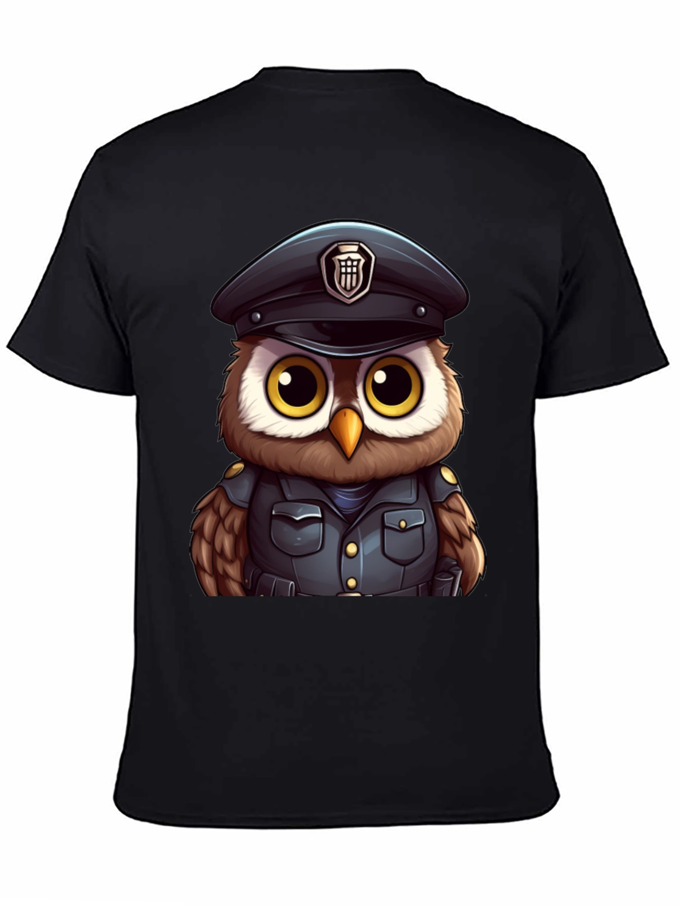 Police Owl T-Shirt - Unique Cartoon Design