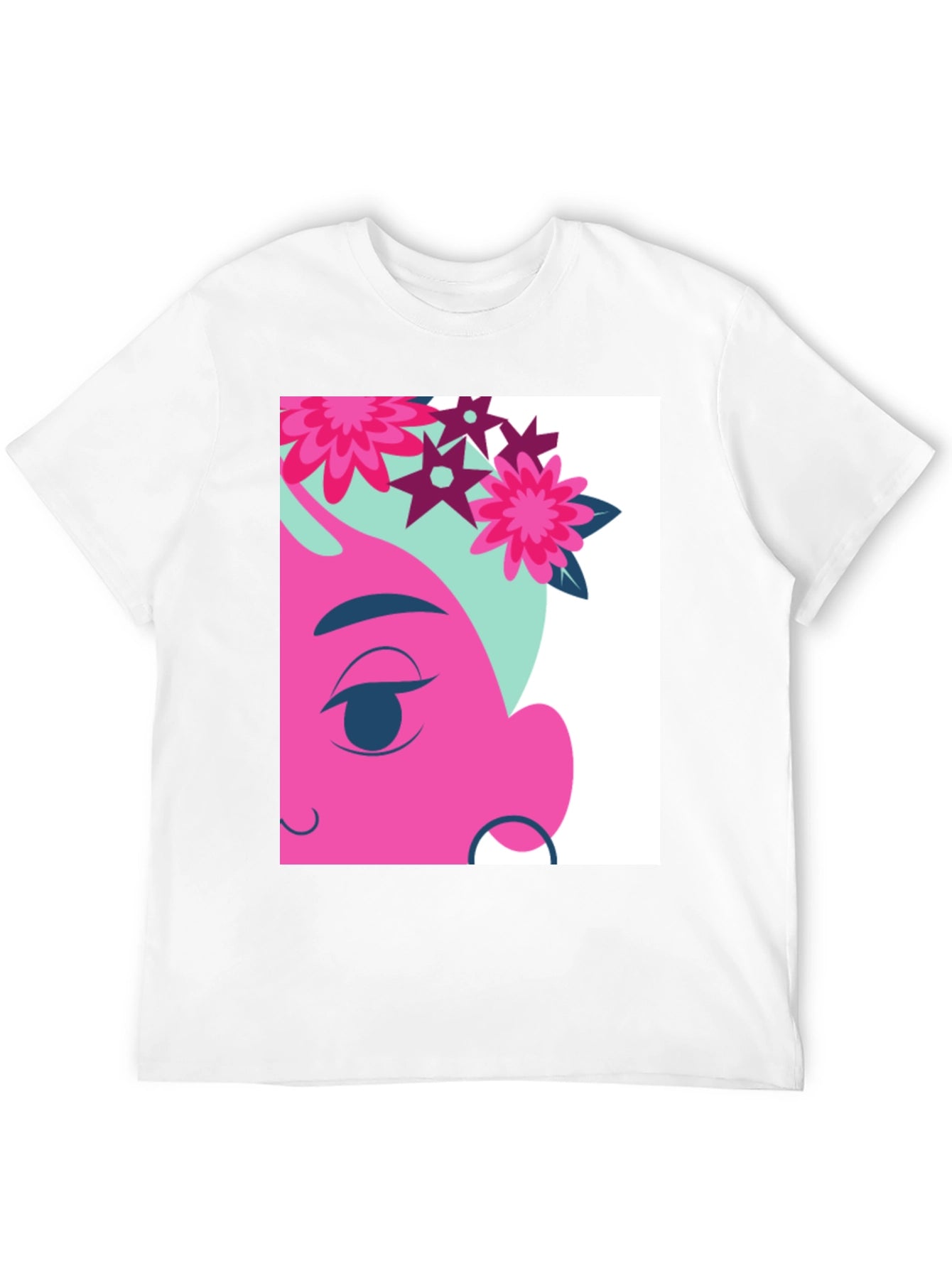 Floral Cartoon Graphic Black T-Shirt
