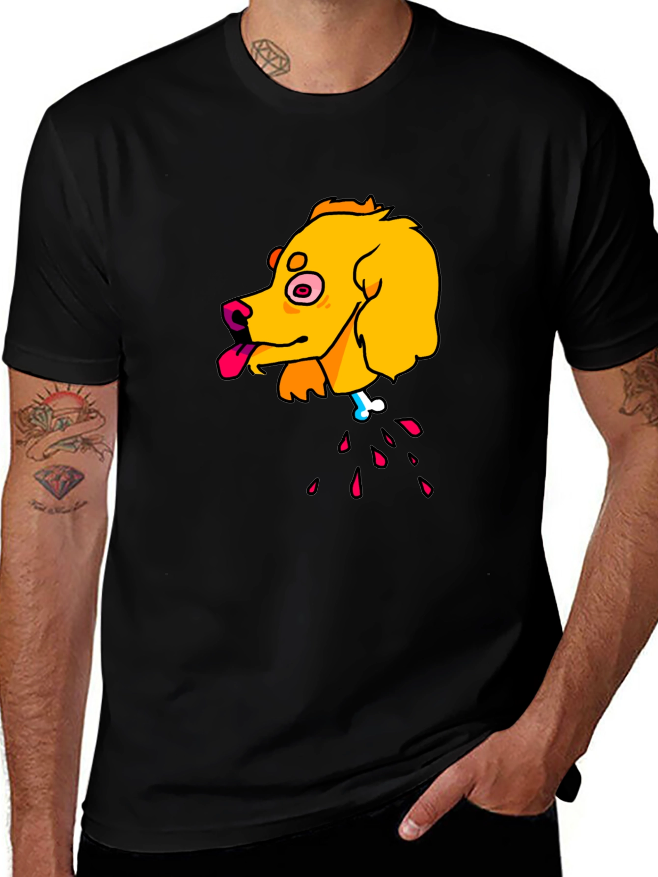 Cartoon Dog Head T-Shirt