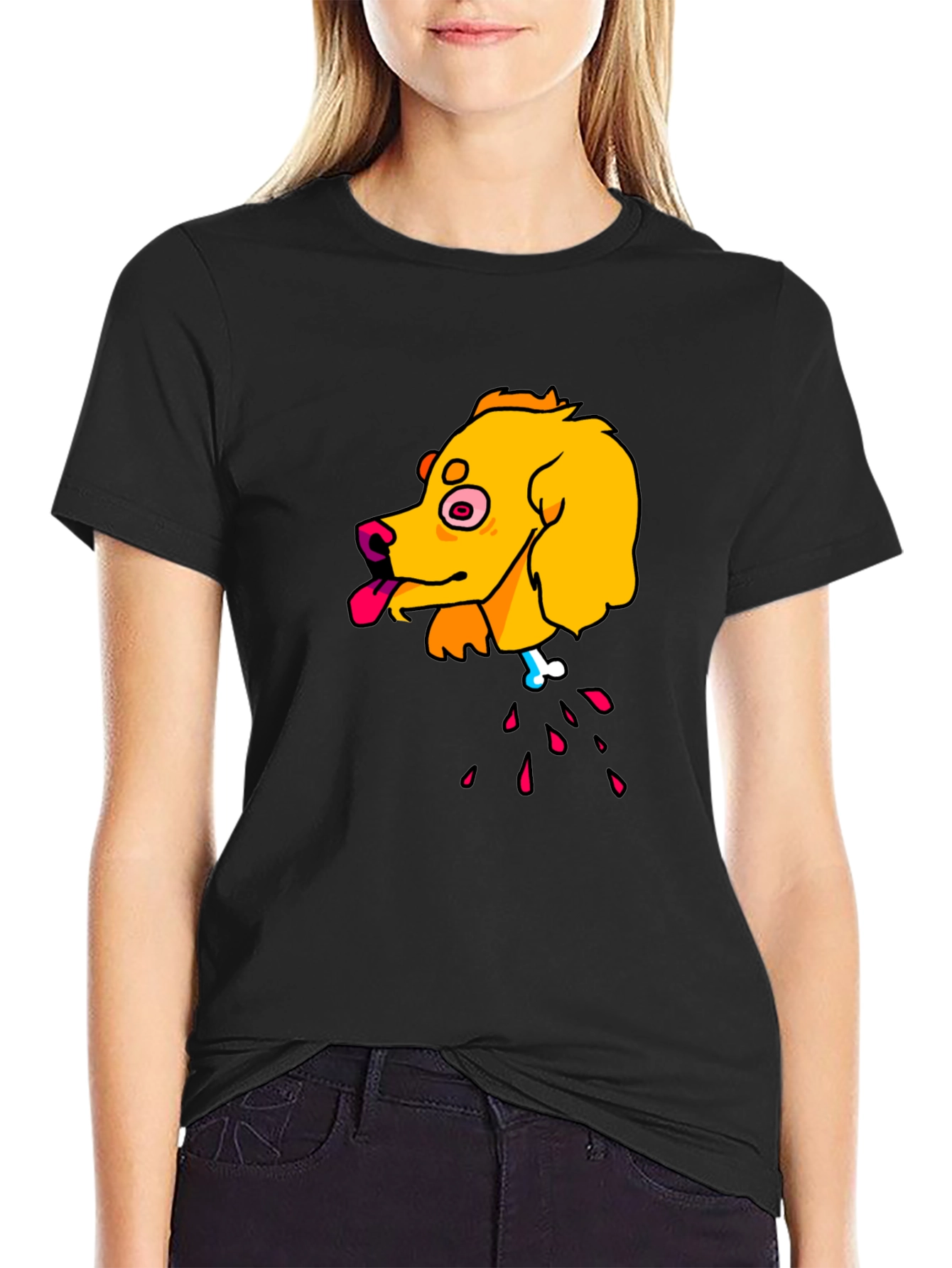 Cartoon Dog Head T-Shirt