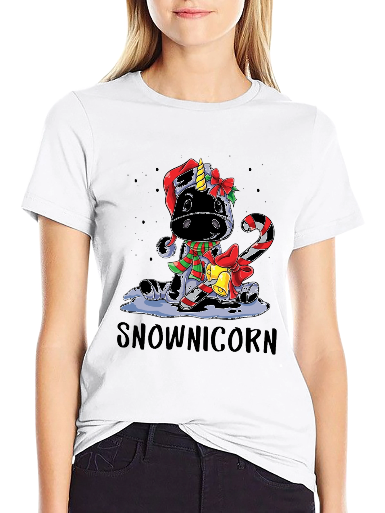 Snownicorn Christmas Graphic Tee