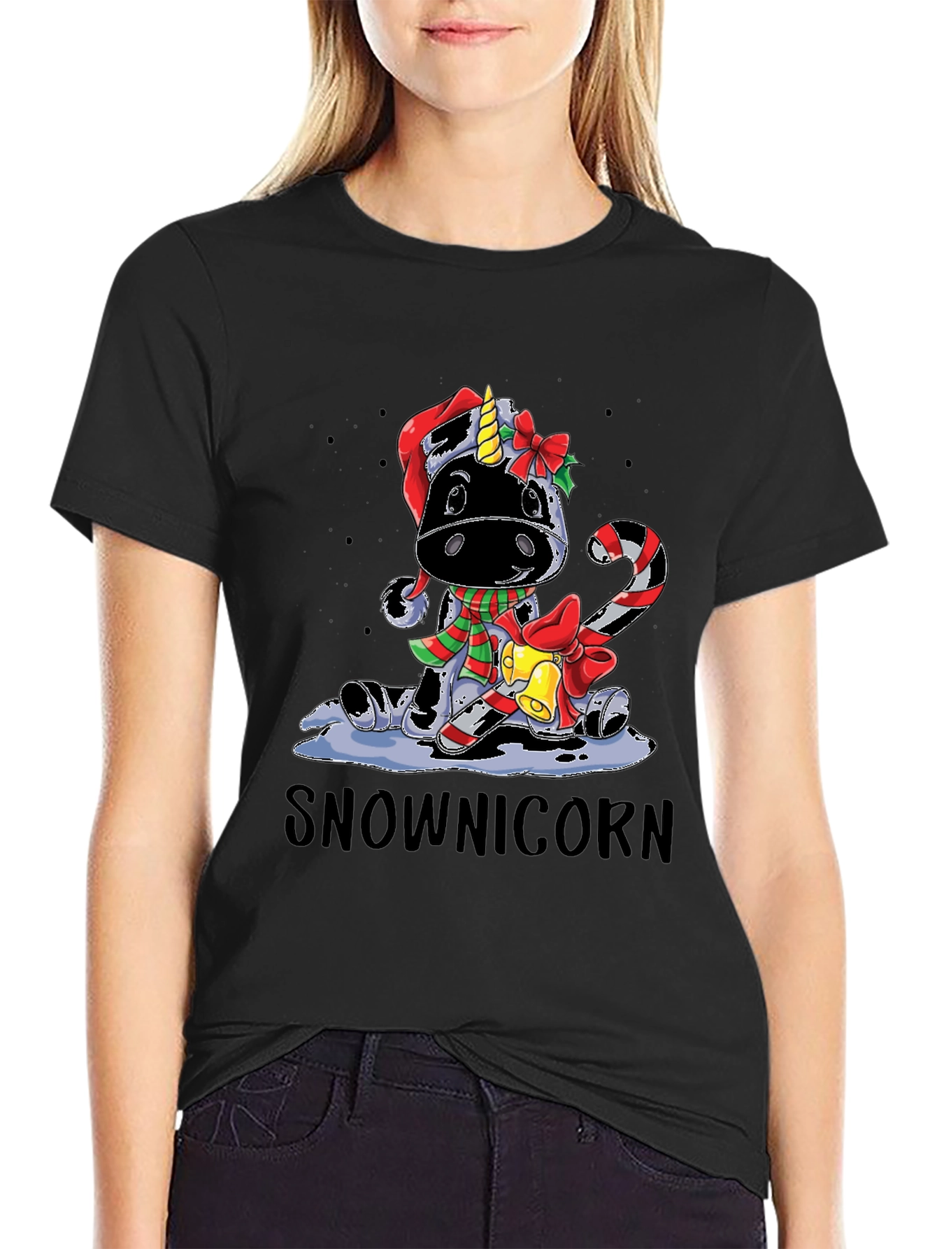 Snownicorn Christmas Graphic Tee