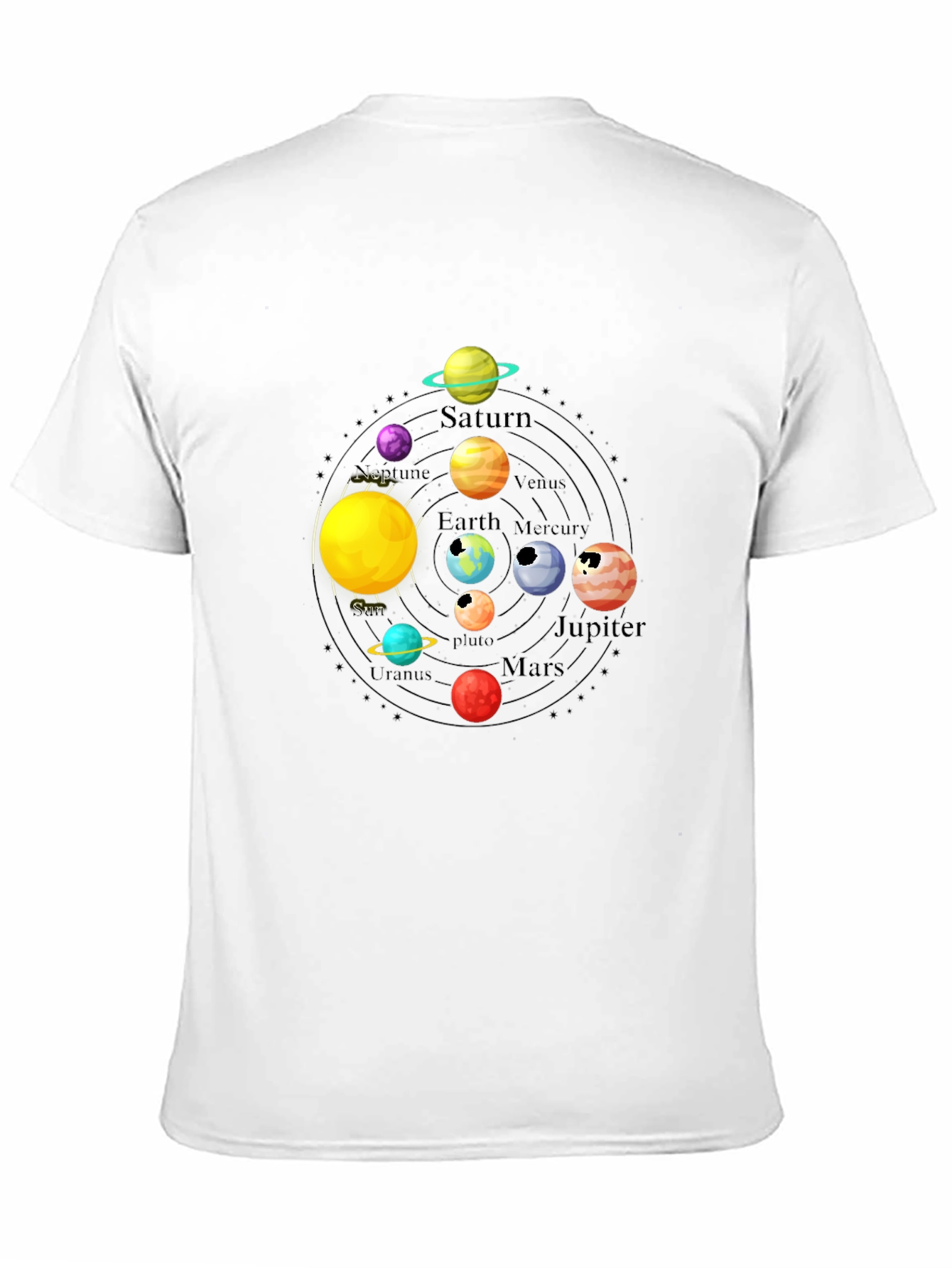 Solar System Planet Graphic Black T-Shirt