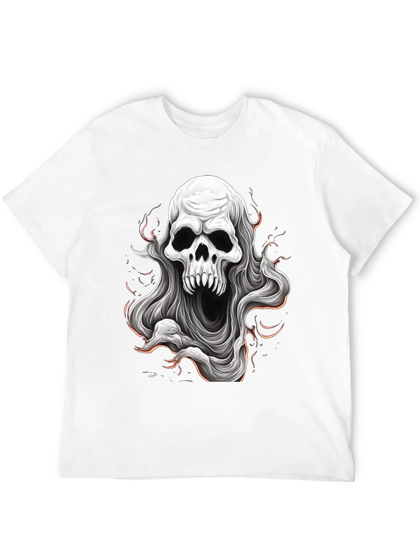 Skull Ghost Graphic Tee - Black Cotton T-Shirt