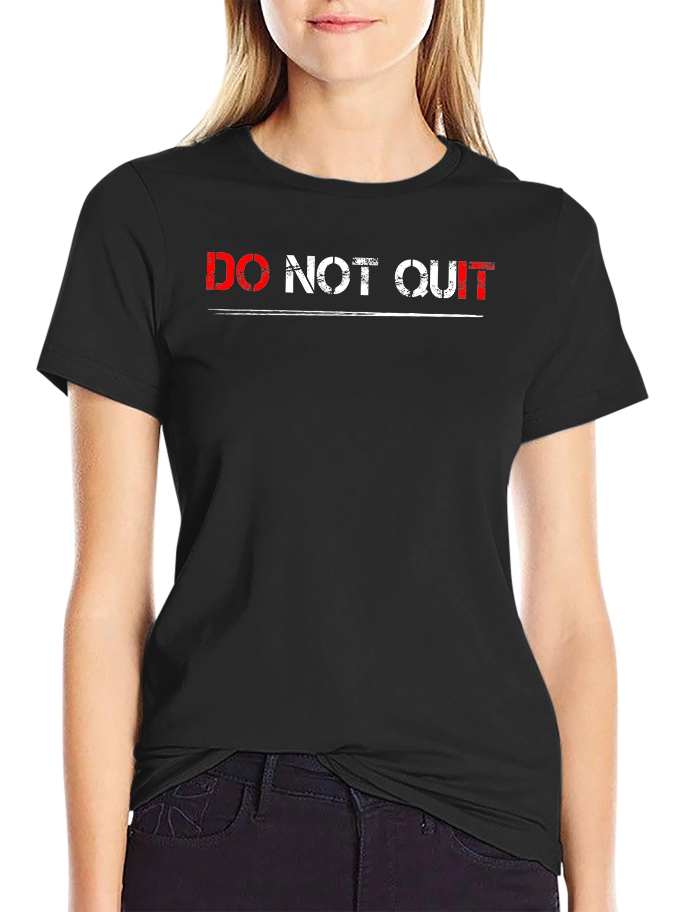 Do Not Quit Graphic Print Black T-Shirt
