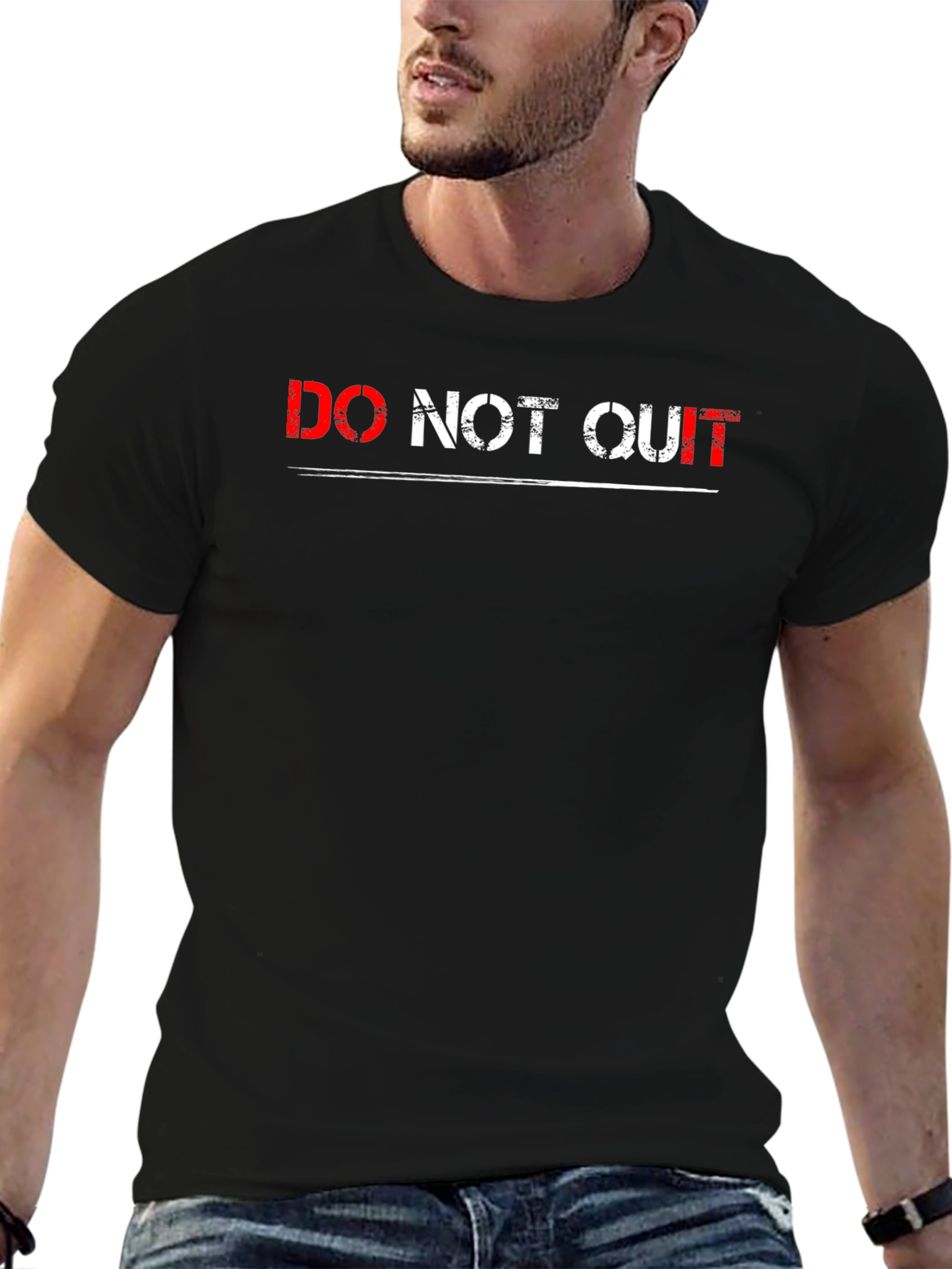 Do Not Quit Graphic Print Black T-Shirt