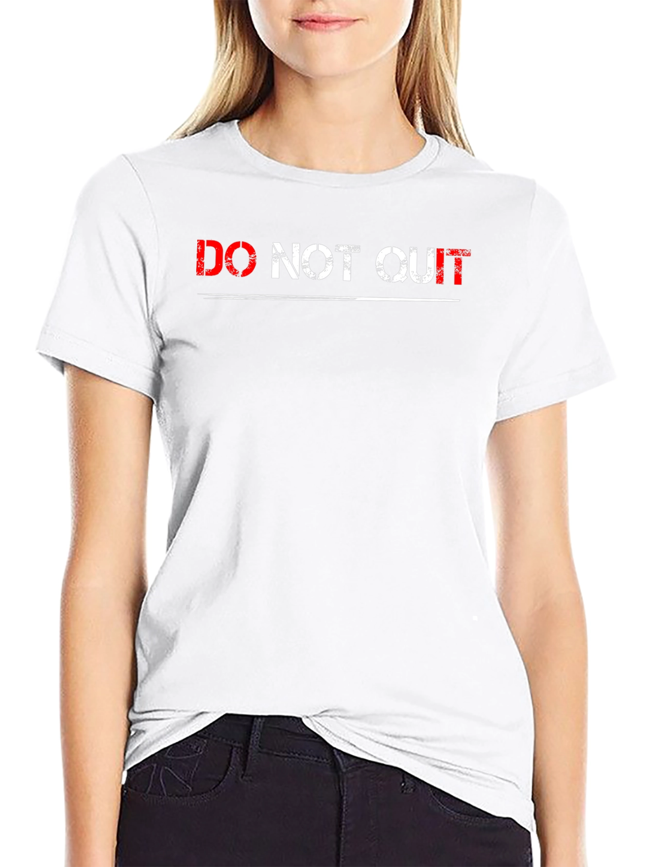 Do Not Quit Graphic Print Black T-Shirt