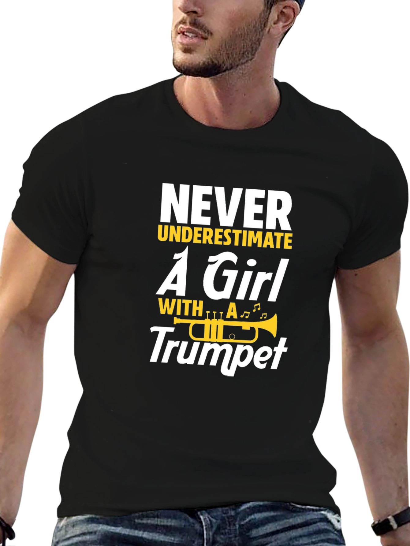 Never Underestimate a Girl With A Trumpet Black T-Shirt