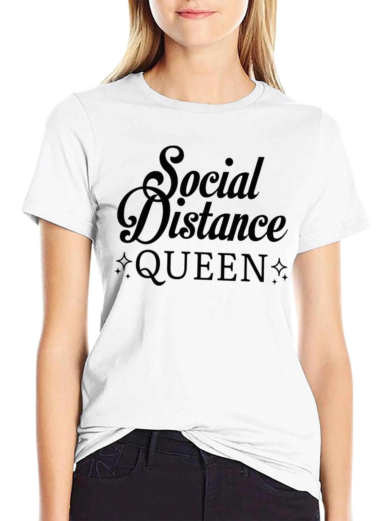 Social Distance Queen Graphic Tee - Black