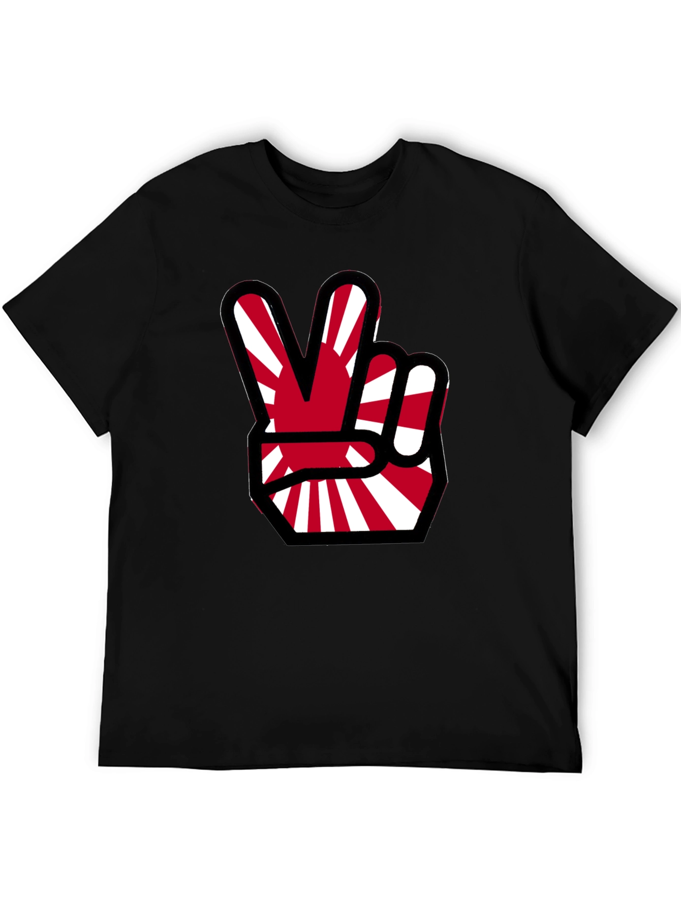 Japanese Flag Peace Sign Black T-Shirt