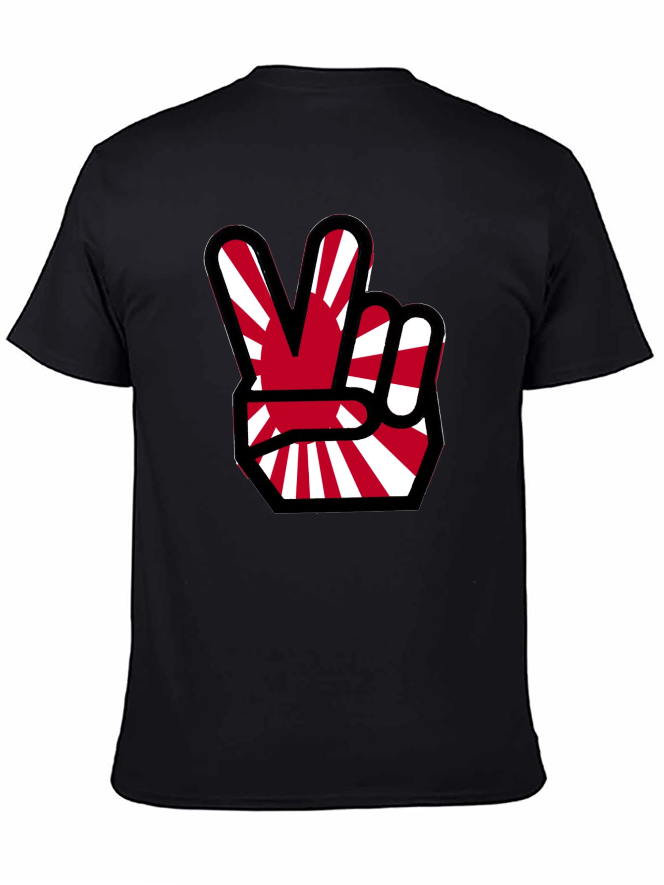 Japanese Flag Peace Sign Black T-Shirt