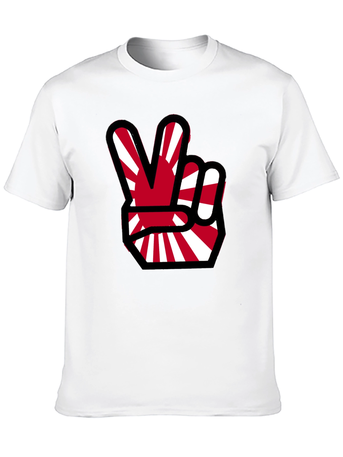 Japanese Flag Peace Sign Black T-Shirt