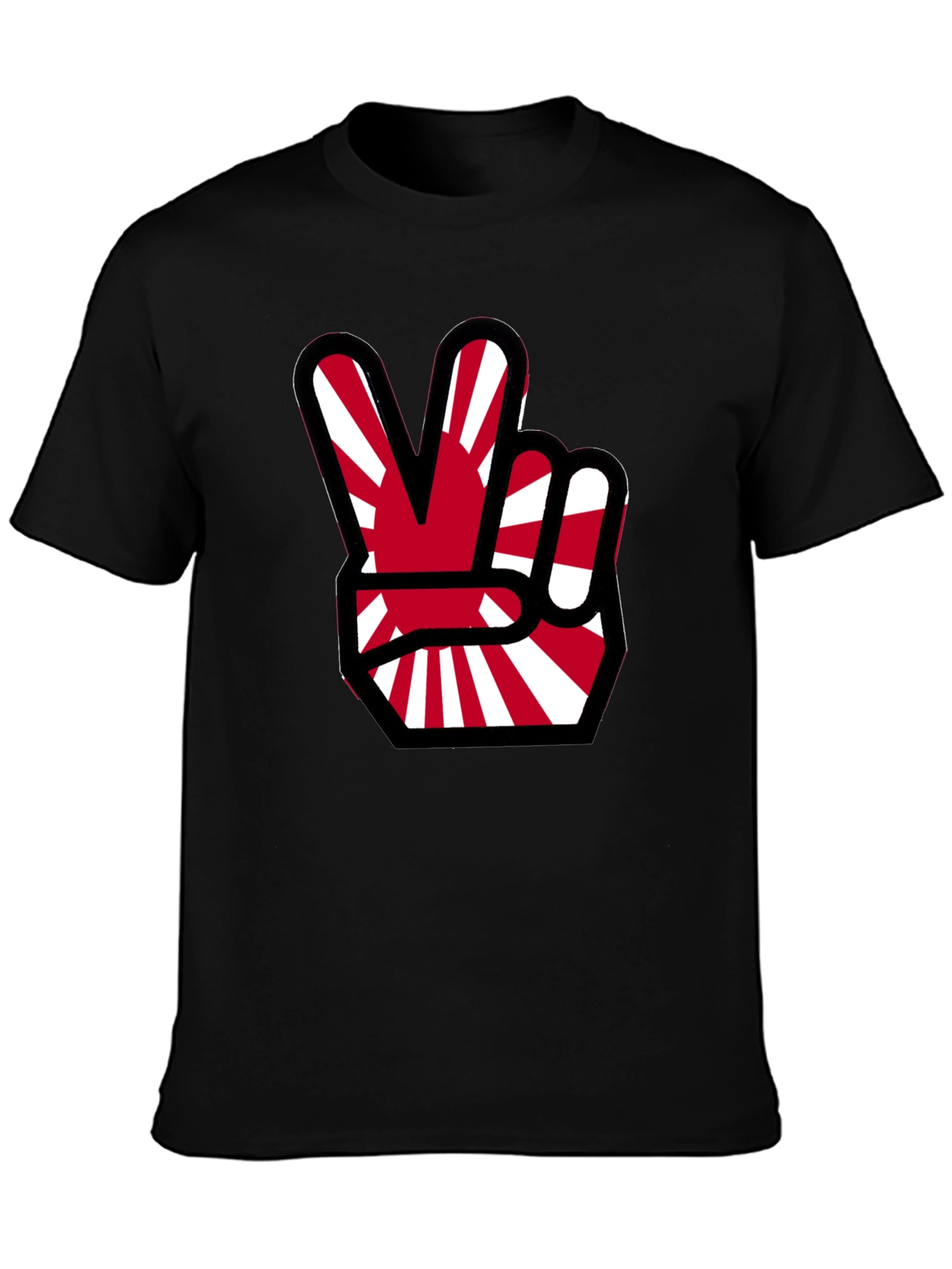Japanese Flag Peace Sign Black T-Shirt