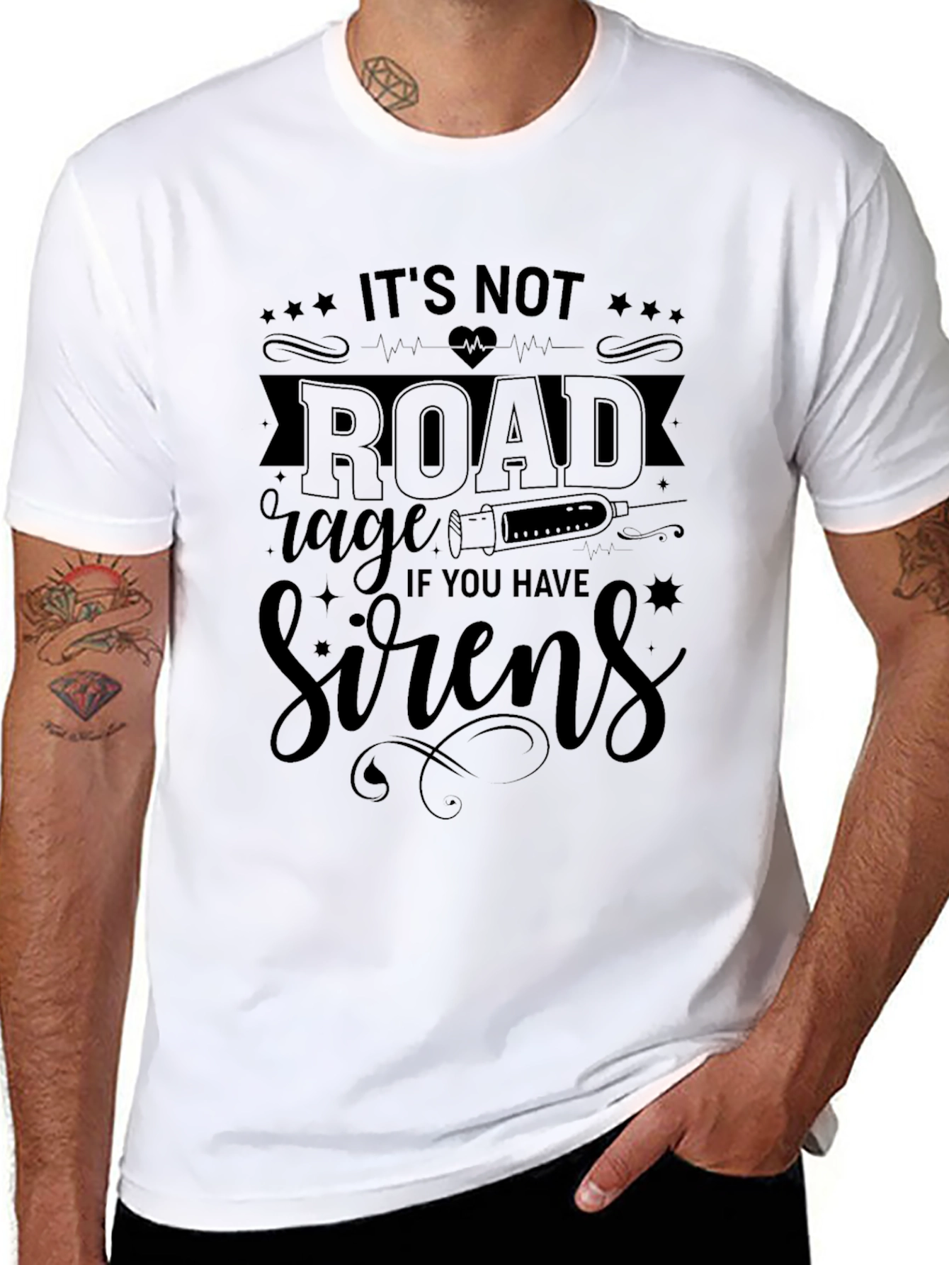 Road Rage Sirens Black Graphic T-Shirt