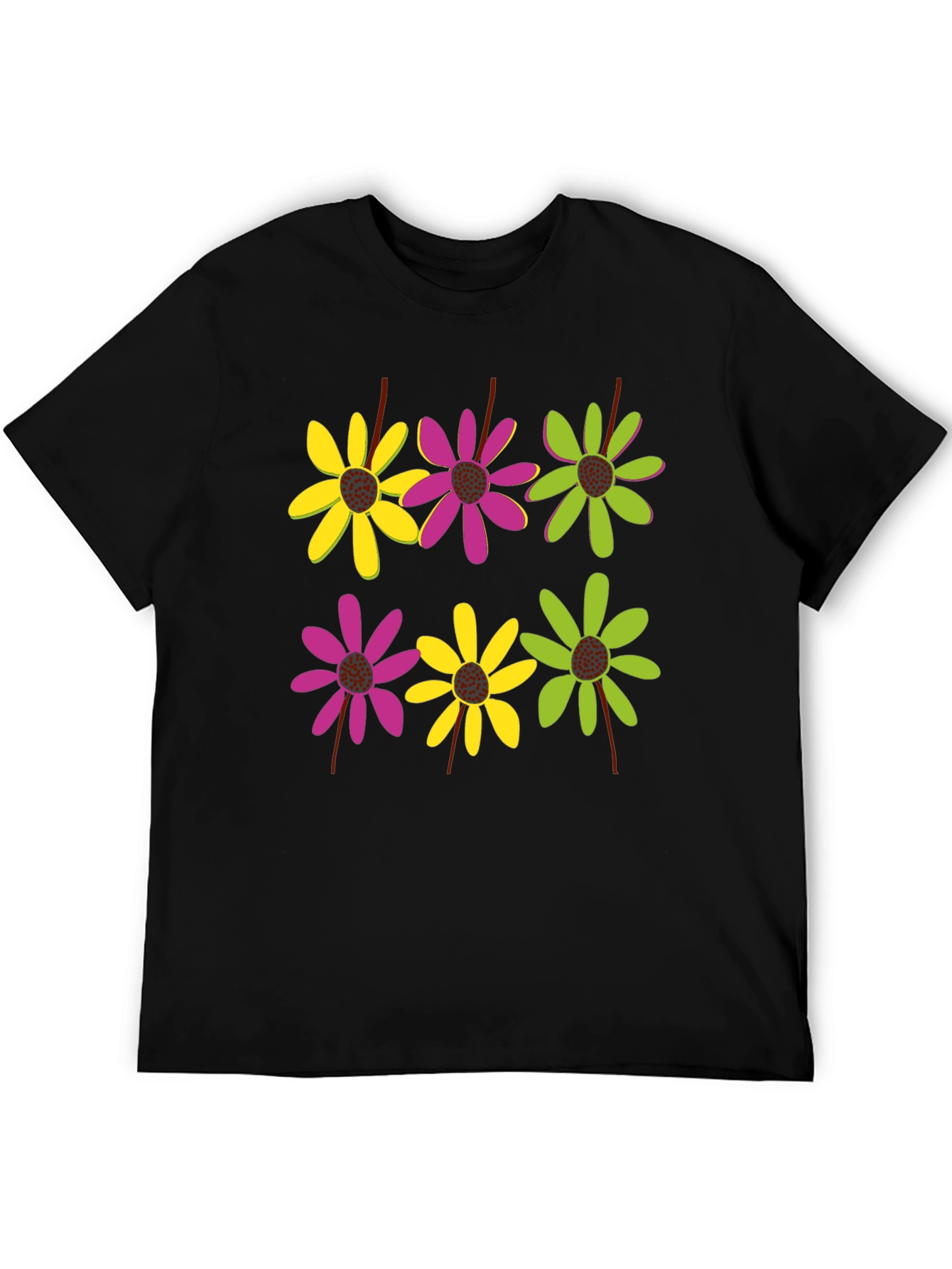 Floral Pattern Black T-Shirt for Men