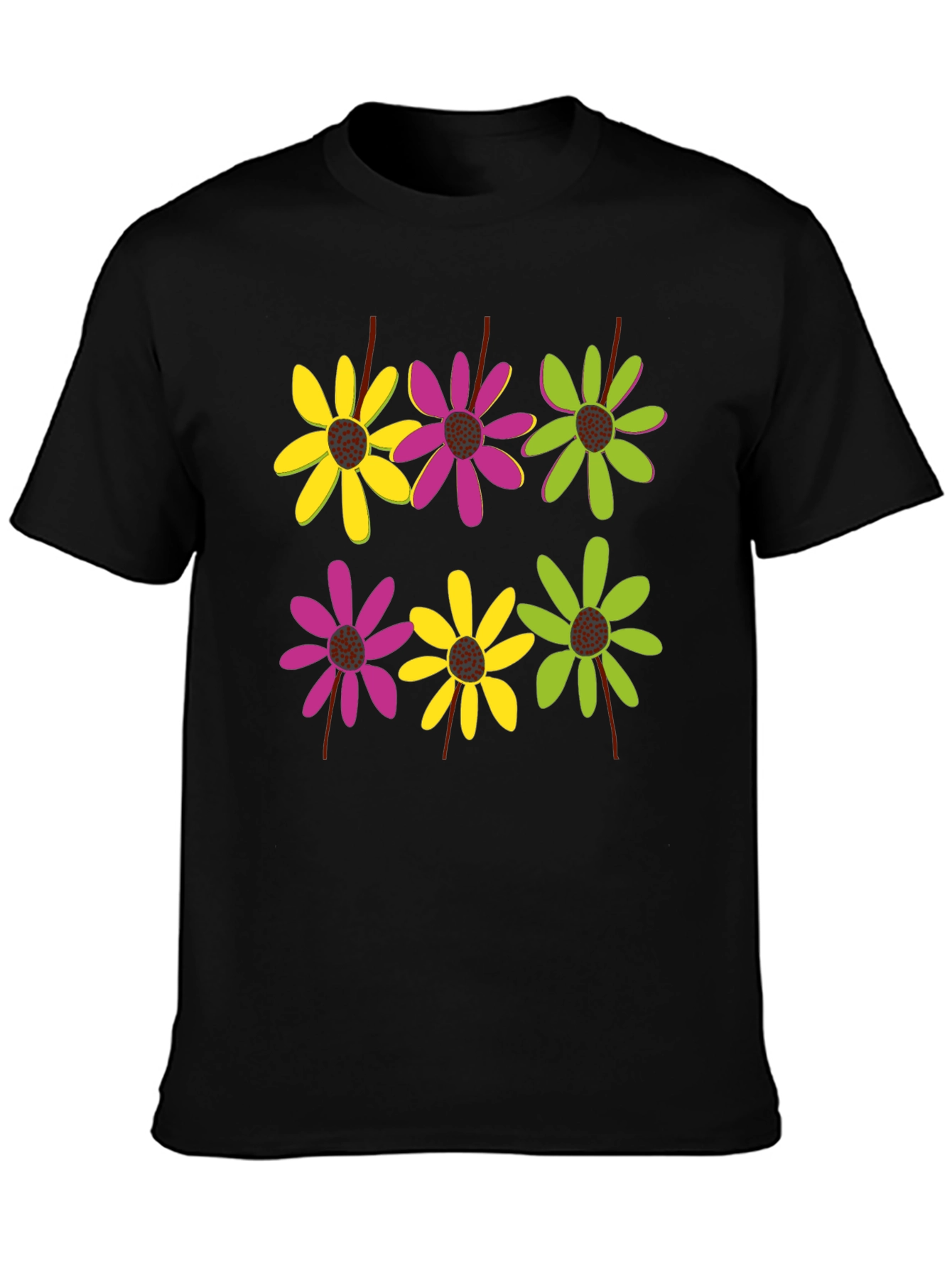 Floral Pattern Black T-Shirt for Men