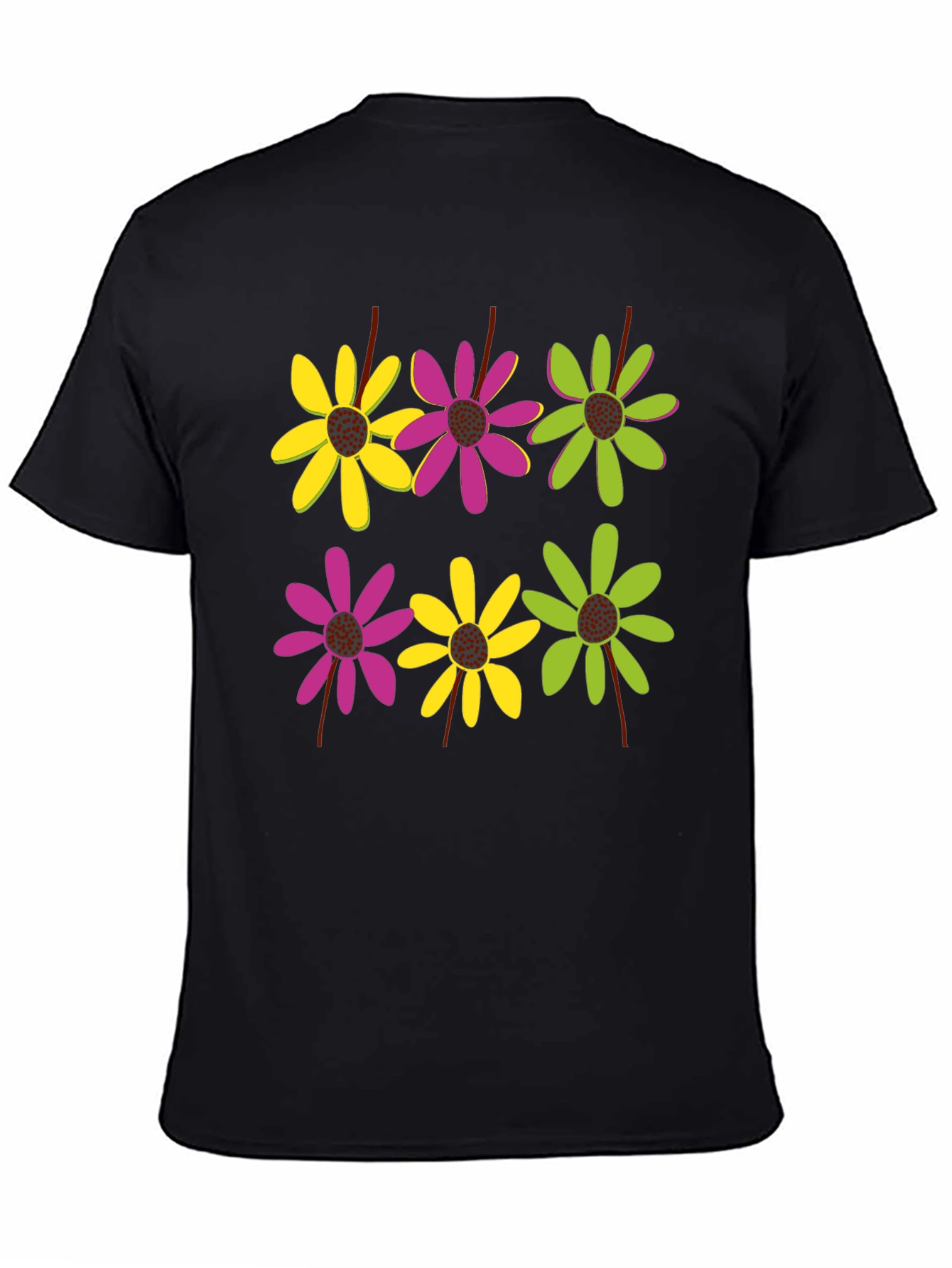 Floral Pattern Black T-Shirt for Men