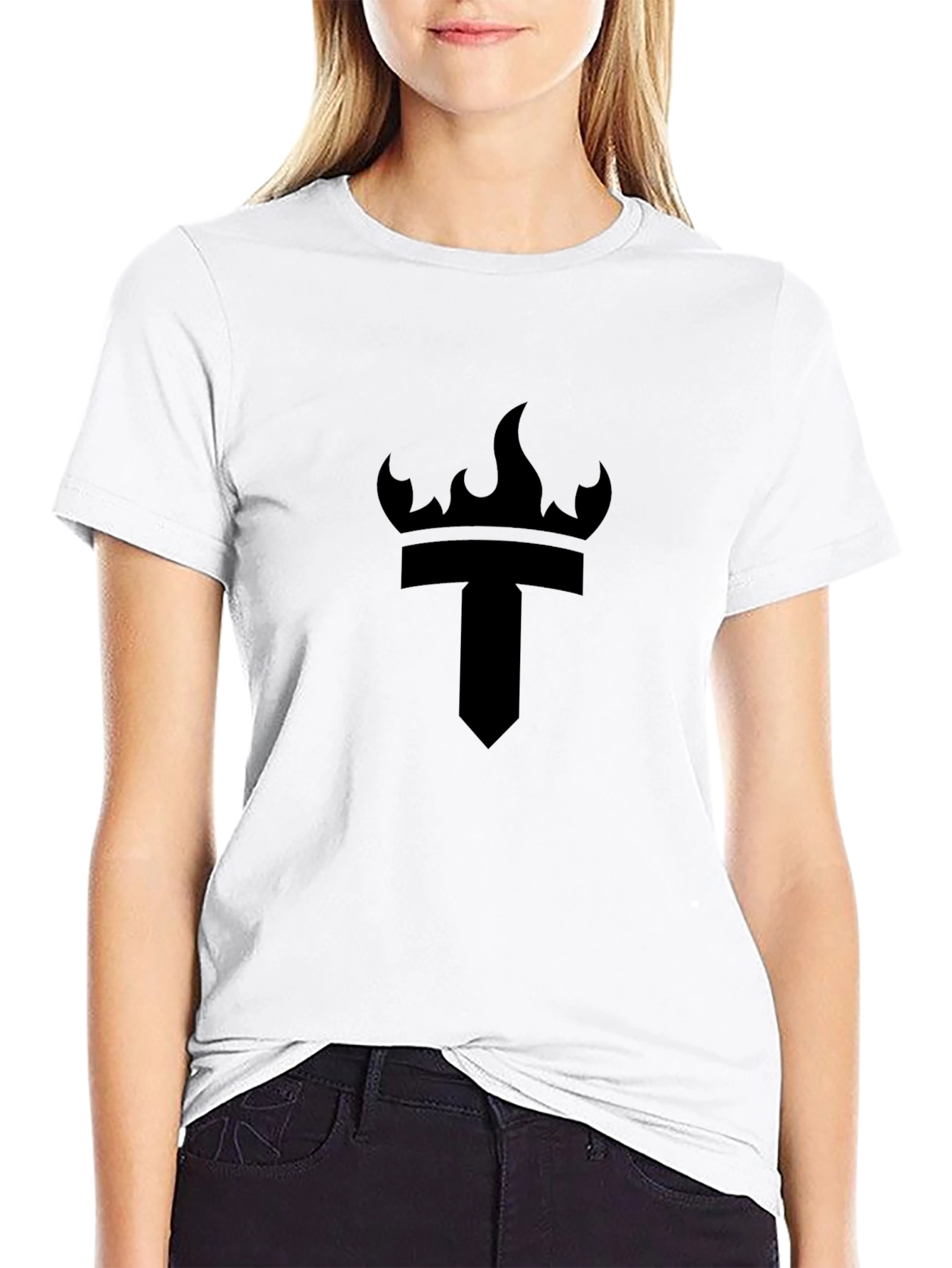 Black Tee with Crown & Torch Graphic
