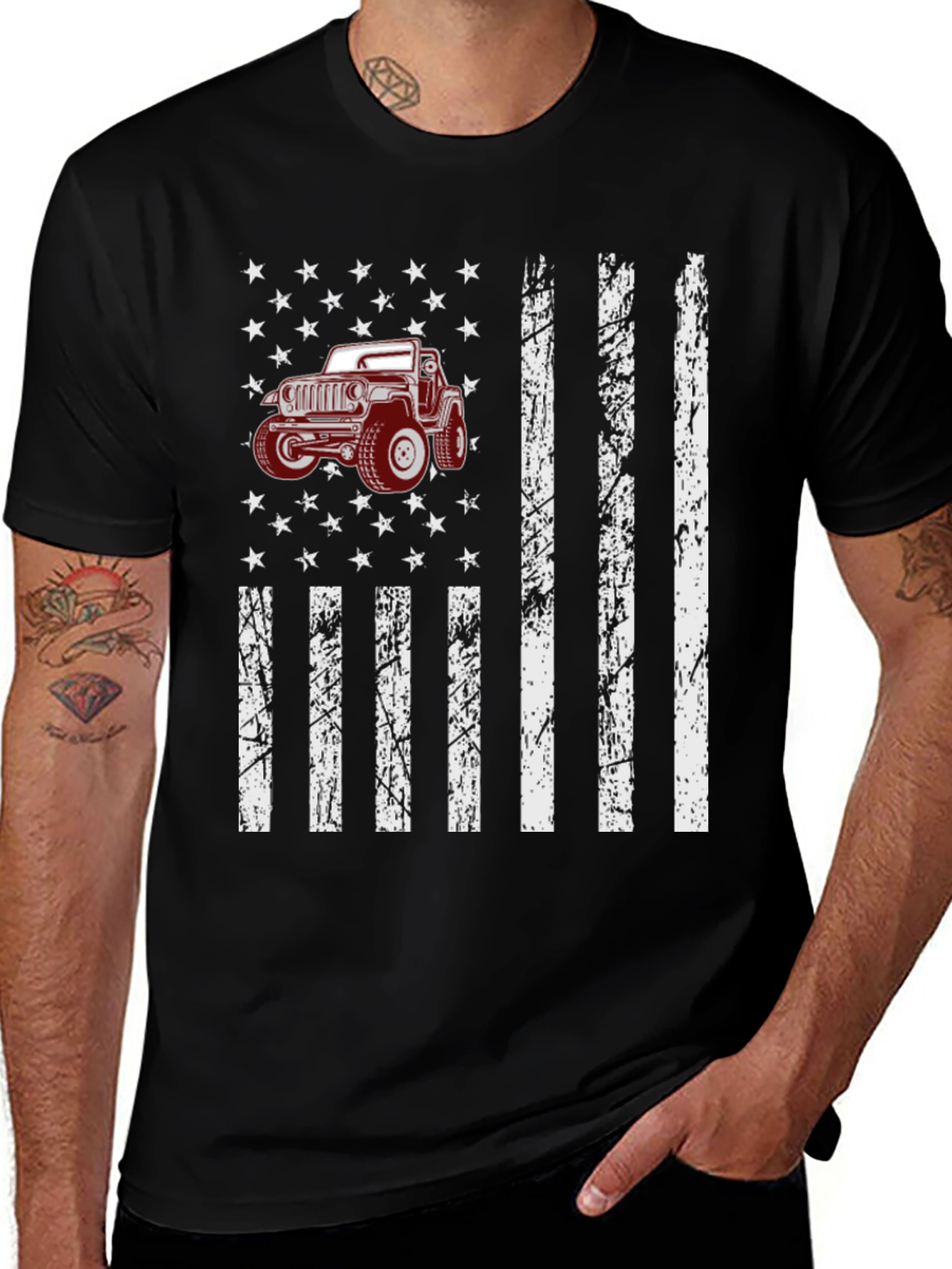 American Flag Jeep T-Shirt
