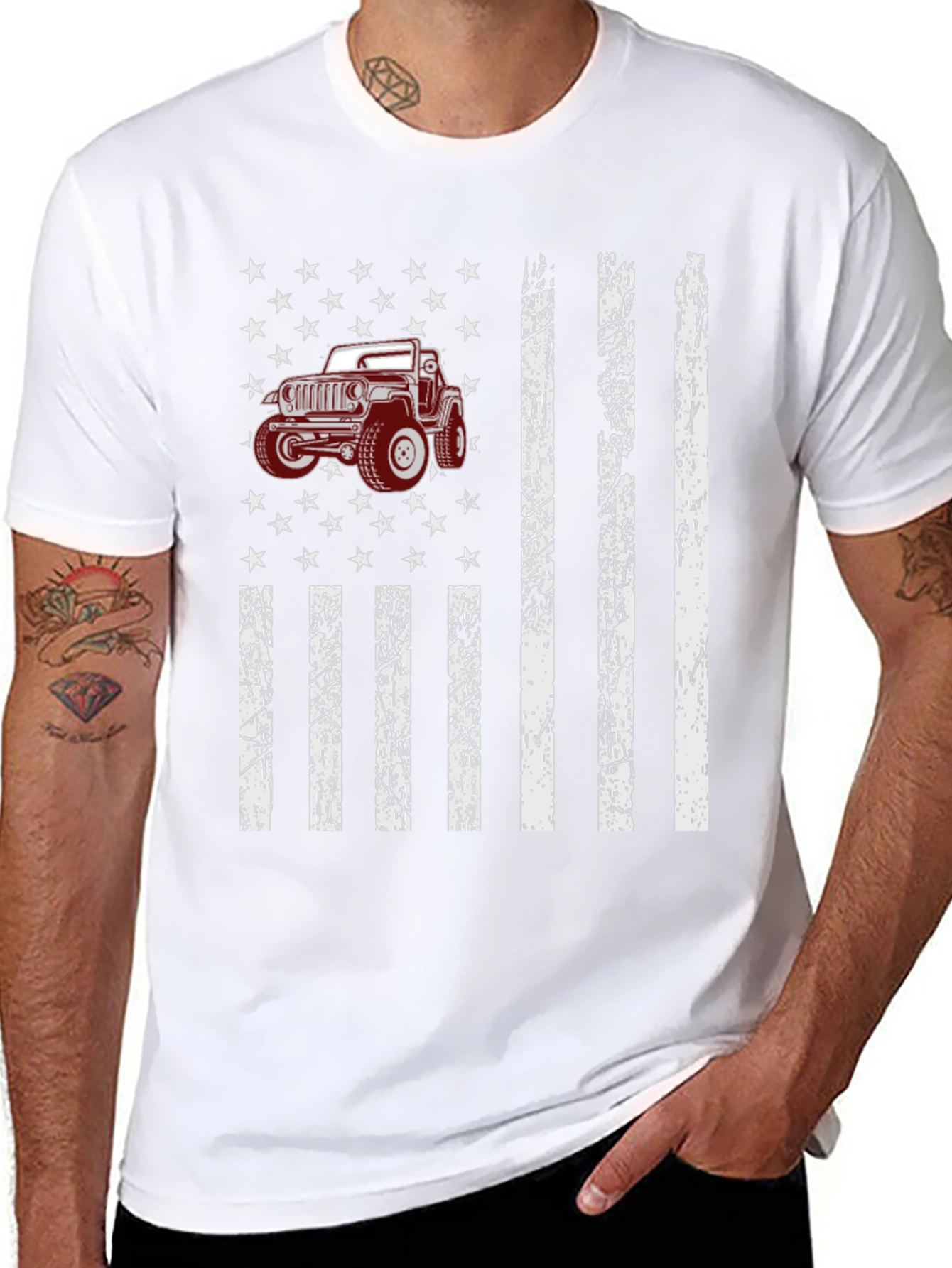 American Flag Jeep T-Shirt