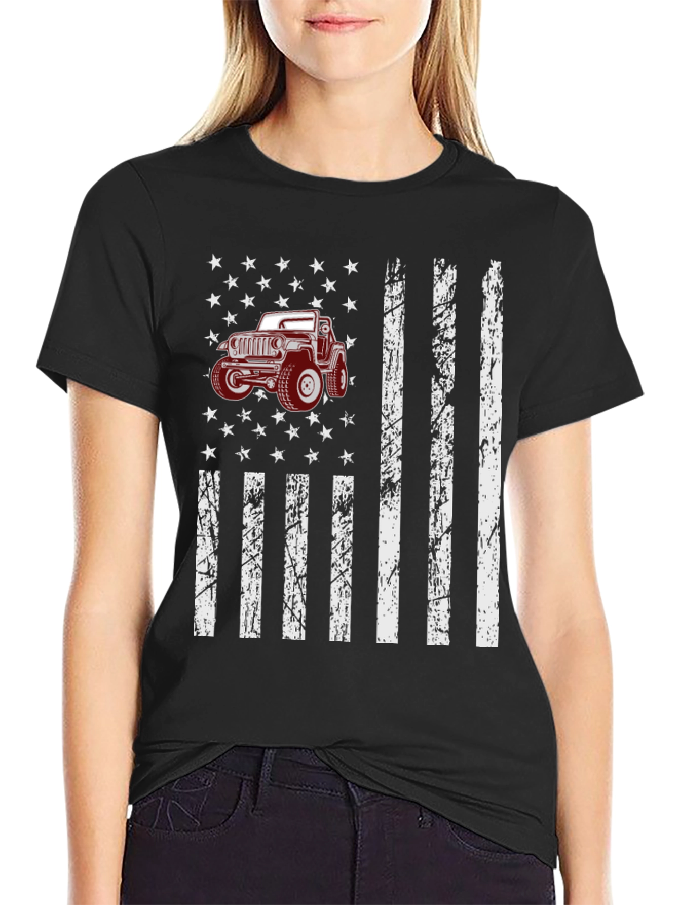 American Flag Jeep T-Shirt