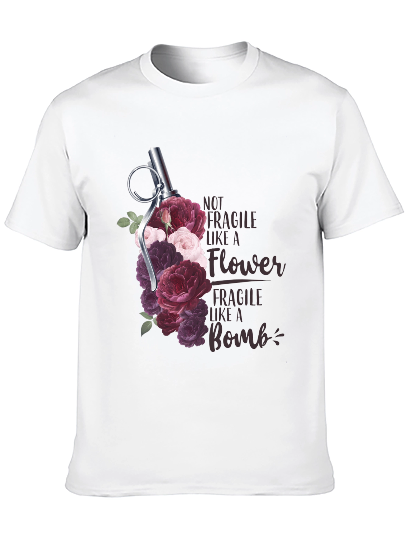 Floral Grenade T-Shirt - Not Fragile Bomb Tee