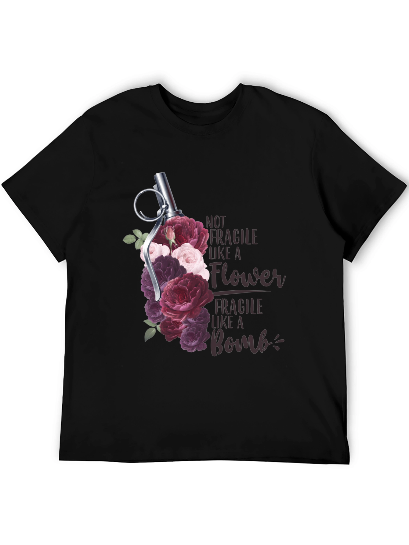 Floral Grenade T-Shirt - Not Fragile Bomb Tee