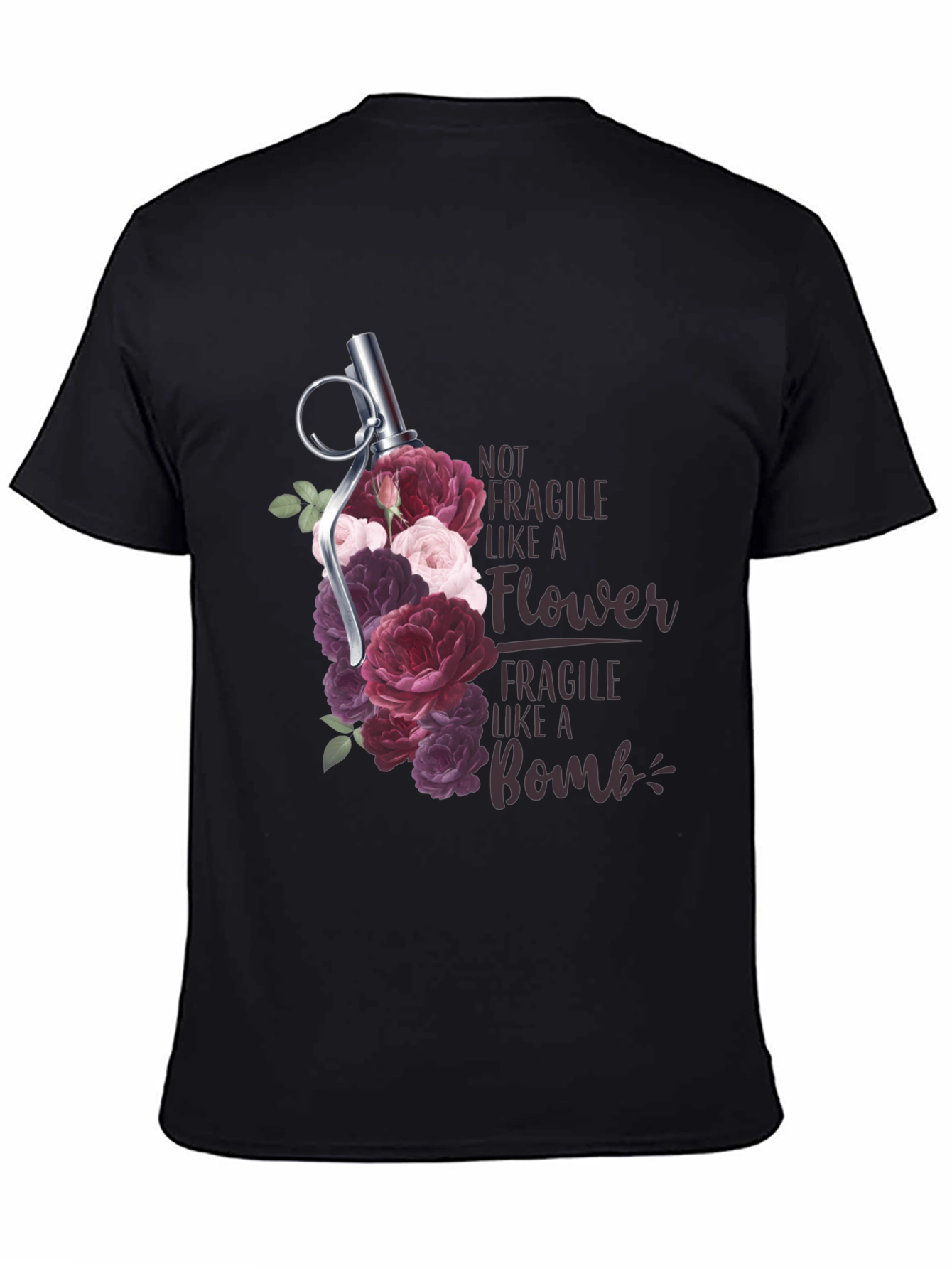 Floral Grenade T-Shirt - Not Fragile Bomb Tee