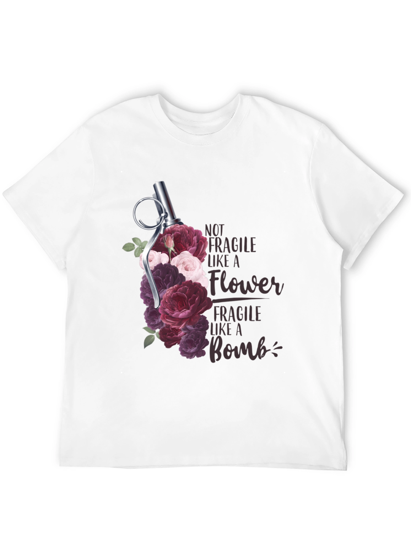 Floral Grenade T-Shirt - Not Fragile Bomb Tee