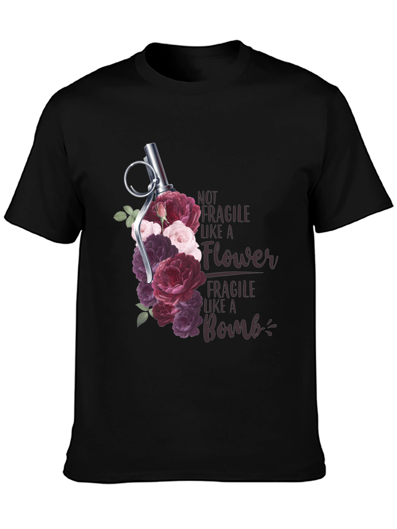 Floral Grenade T-Shirt - Not Fragile Bomb Tee