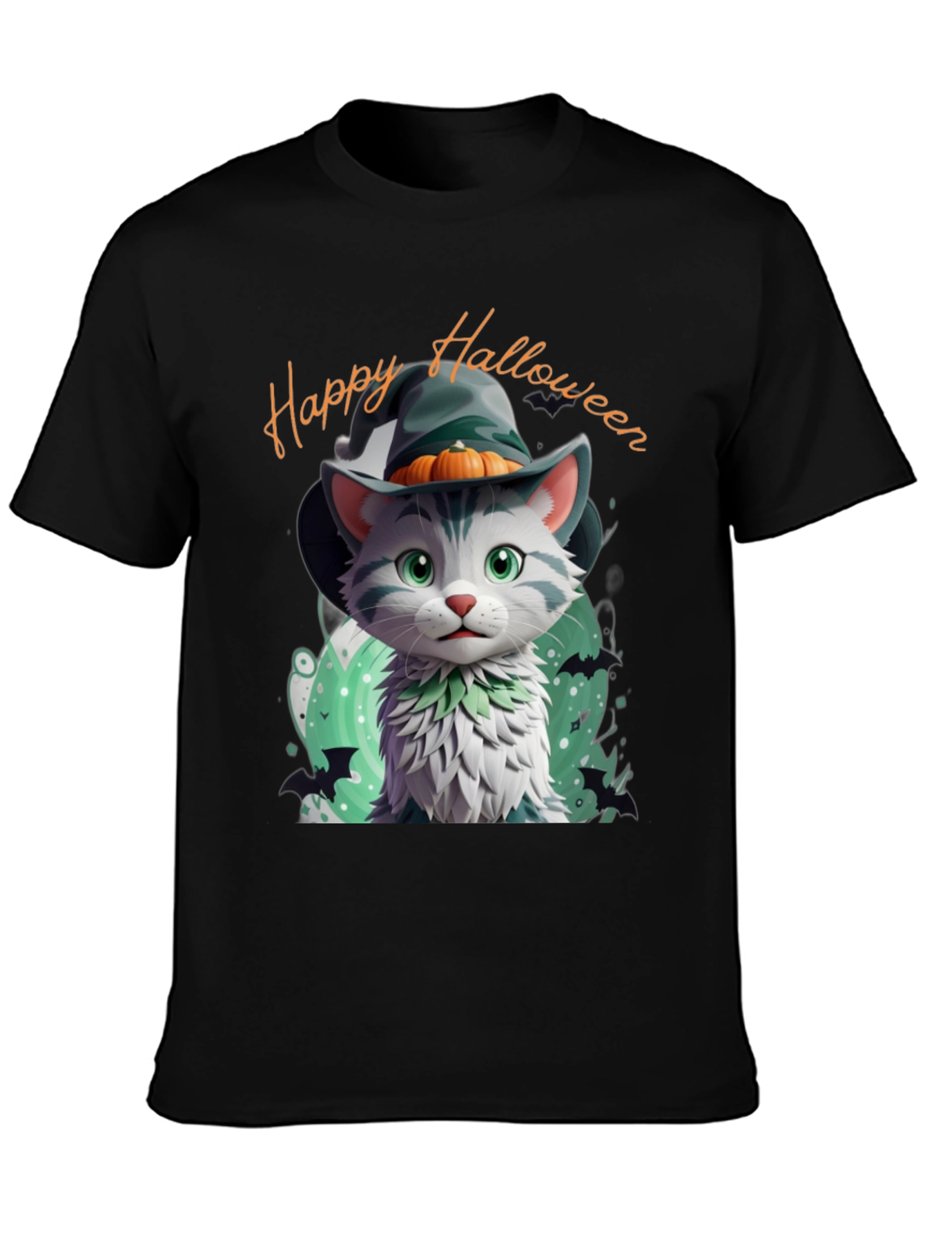 Halloween Cat T-Shirt - Witch Hat Kitten Tee