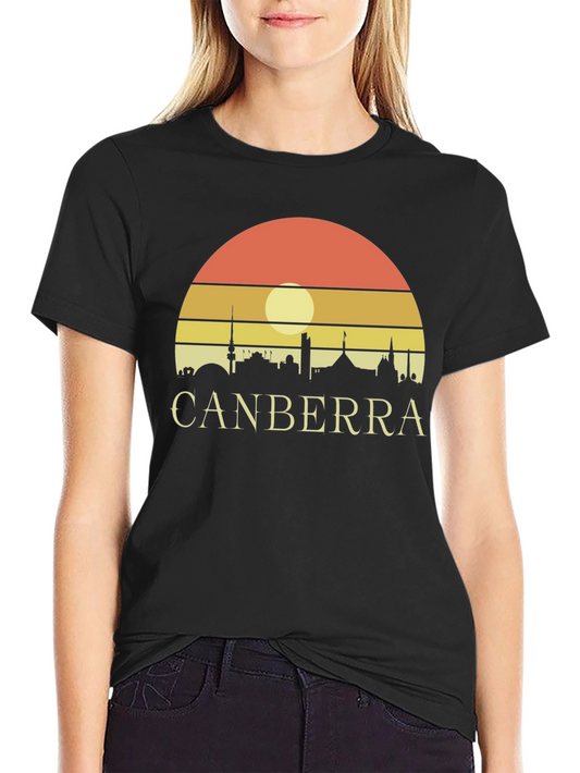 Canberra Skyline Sunset T-Shirt - Retro Design