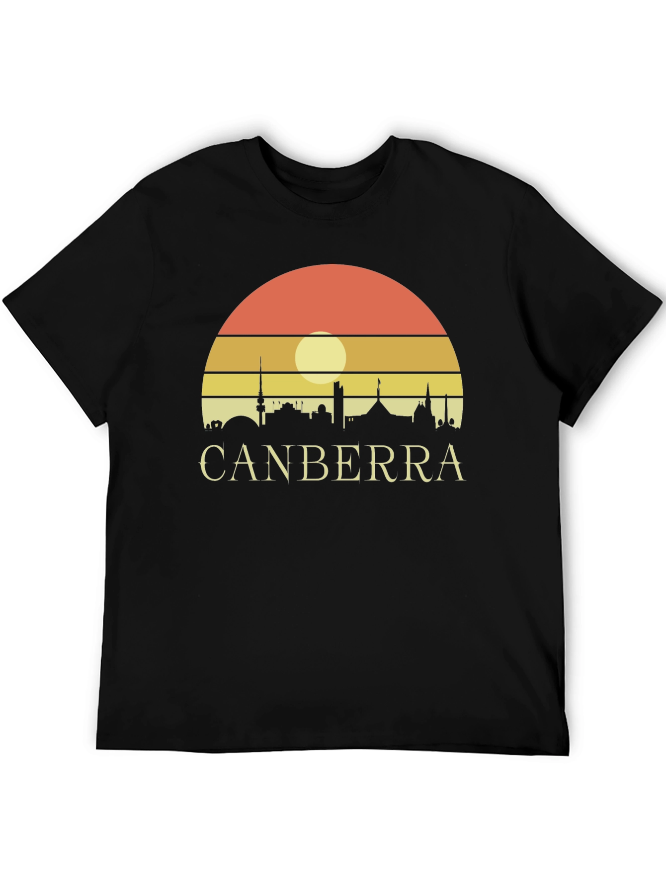 Canberra Skyline Sunset T-Shirt - Retro Design