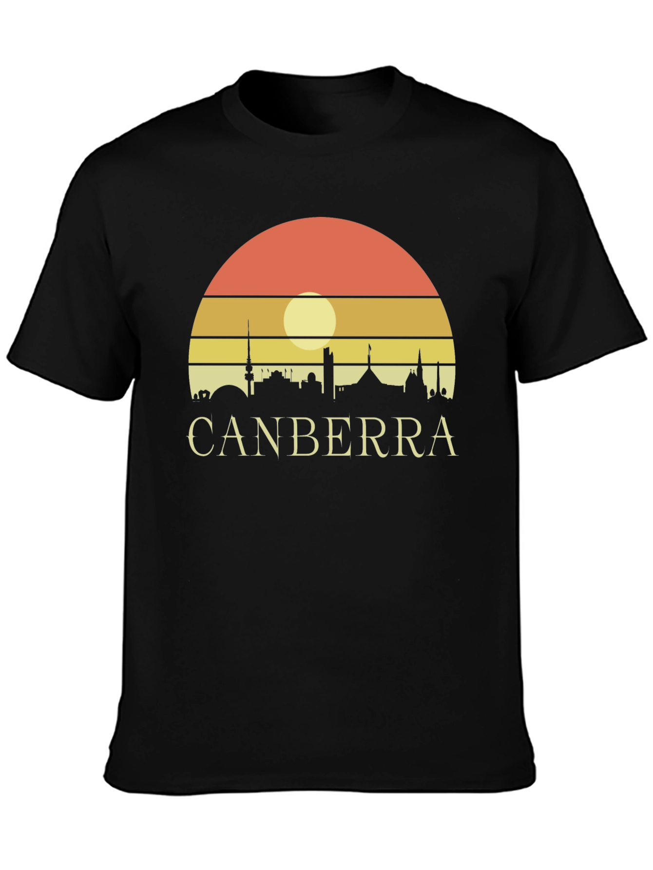 Canberra Skyline Sunset T-Shirt - Retro Design