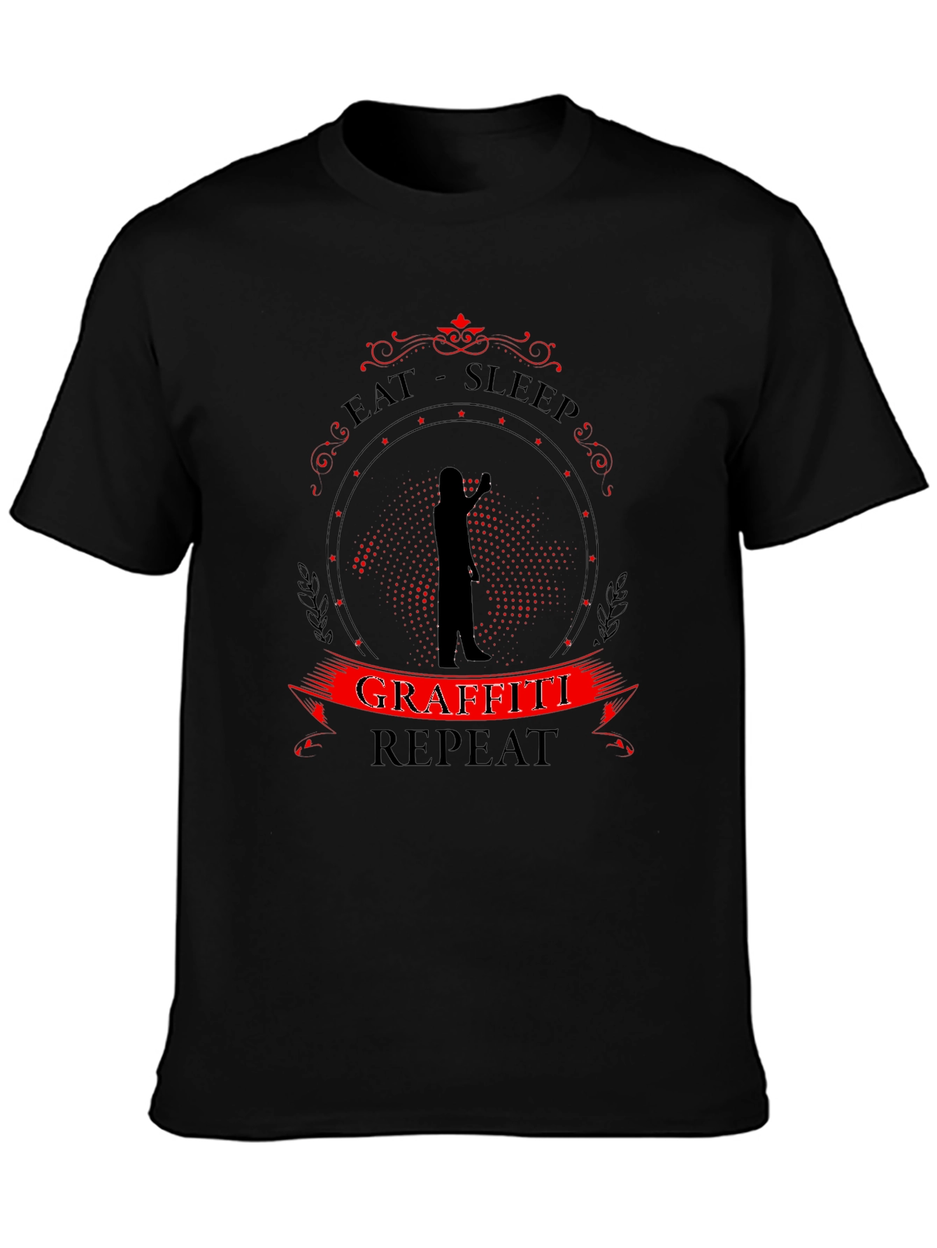 Eat Sleep Graffiti Repeat Black T-Shirt